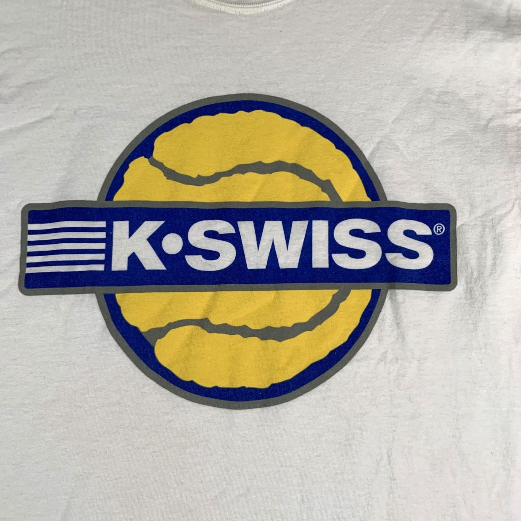 Bally VINTAGE AllSport T-Shirt Mens Medium White Tennis Ball Graphic 90s K-Swiss Shirt Crew Neck Short Sleeve Heavyweight Cotton Mens Size US M / EU 48-50 / 2 - 4 Thumbnail