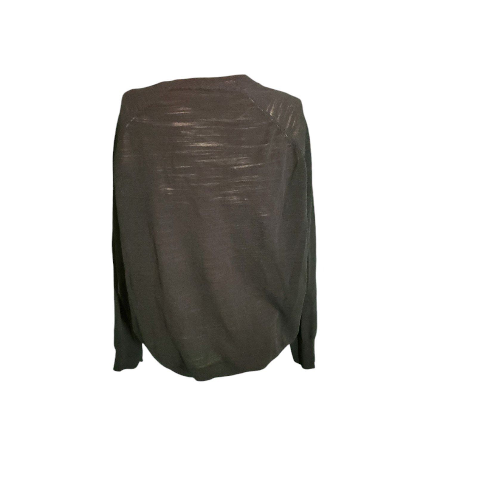 Allsaints AllSaints Semi-Sheer Slub Knit Sweater V-Neck Pullover Black Size L / US 10 / IT 46 - 4 Thumbnail