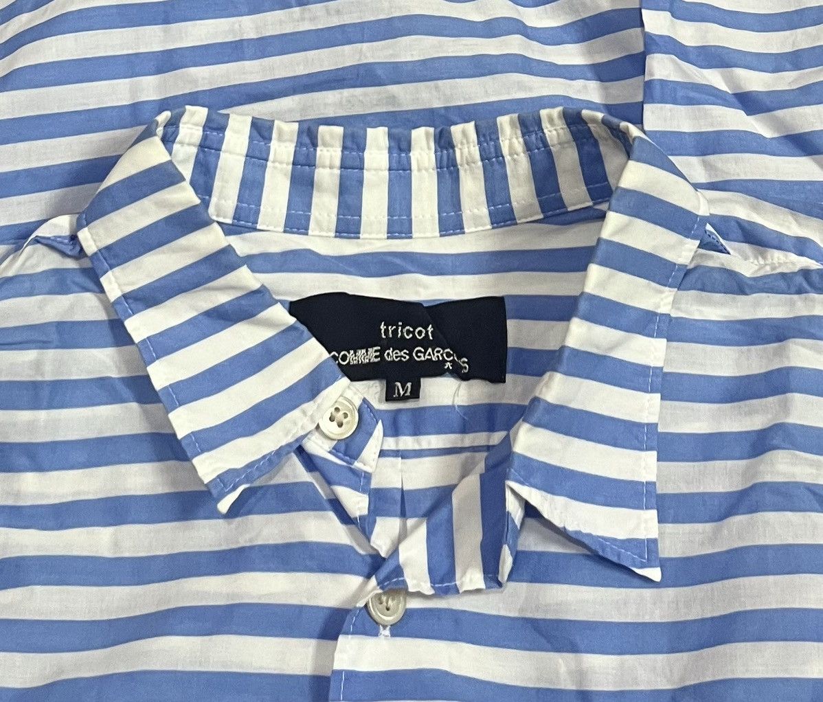 Comme des Garcons Tricot cdg AD2011 sheer blue white striped button up shirt Size US M / EU 48-50 / 2 - 3 Thumbnail