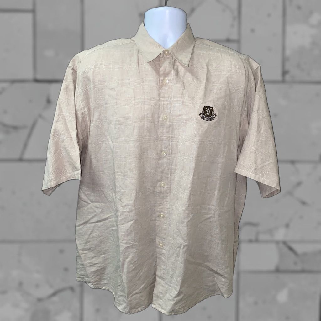 Vintage Slazenger Shirt Mens Beige Linen/Cotton Short Sleeve Button Front Size L Size US L / EU 52-54 / 3 - 1 Thumbnail