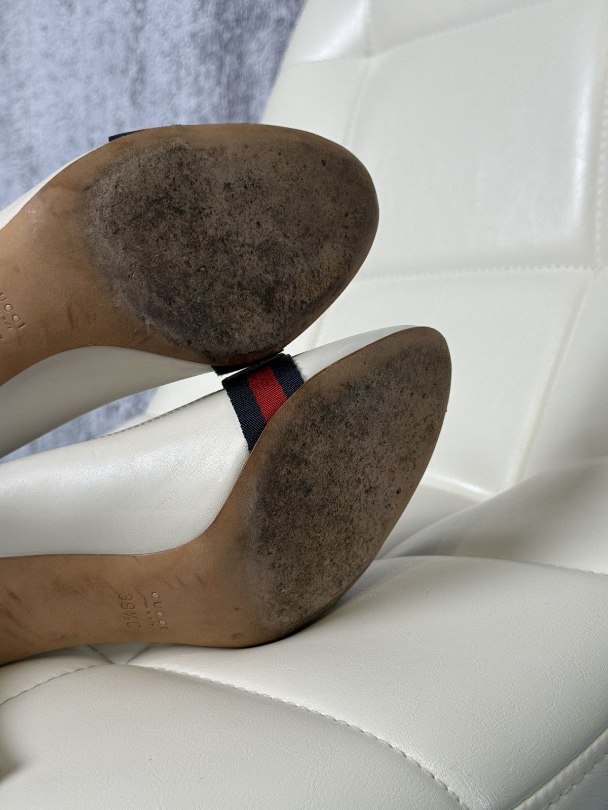 Gucci Gucci Leather Lifford Penny Loafer Pumps Web Stripe Heels Size US 9.5 / IT 39.5 - 23 Thumbnail