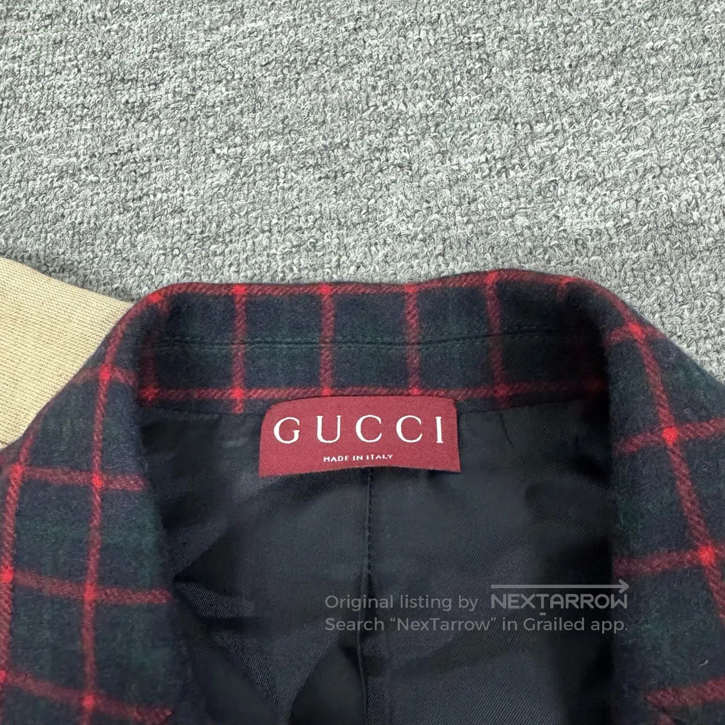 Gucci Guicci Black and Red Grid embroid logo suit| Size 50R - 6 Thumbnail