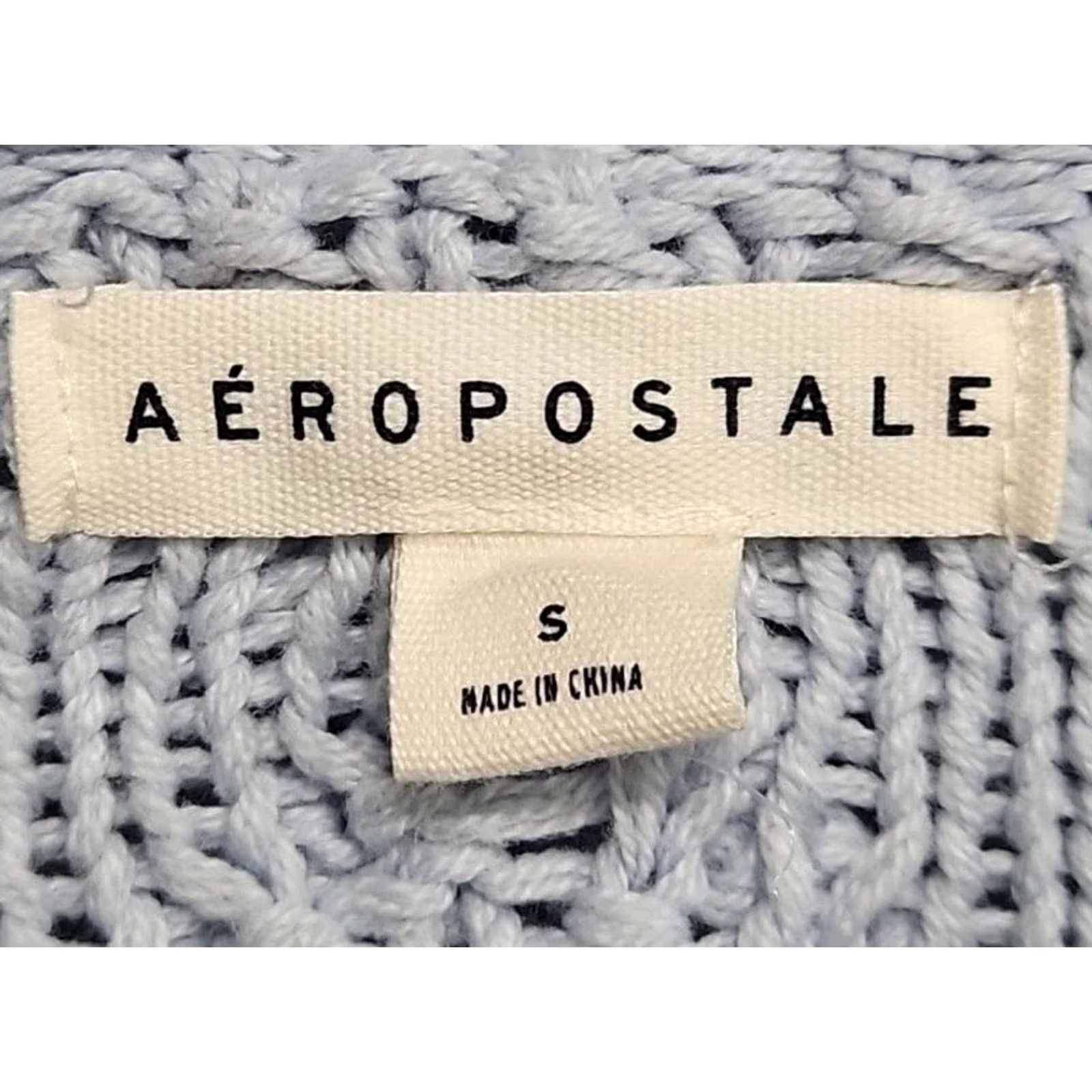 Aeropostale Aéropostale Cable Knit Cropped Hoodie Sweater Womens Small Blue Cotton Blend Size S / US 4 / IT 40 - 4 Thumbnail