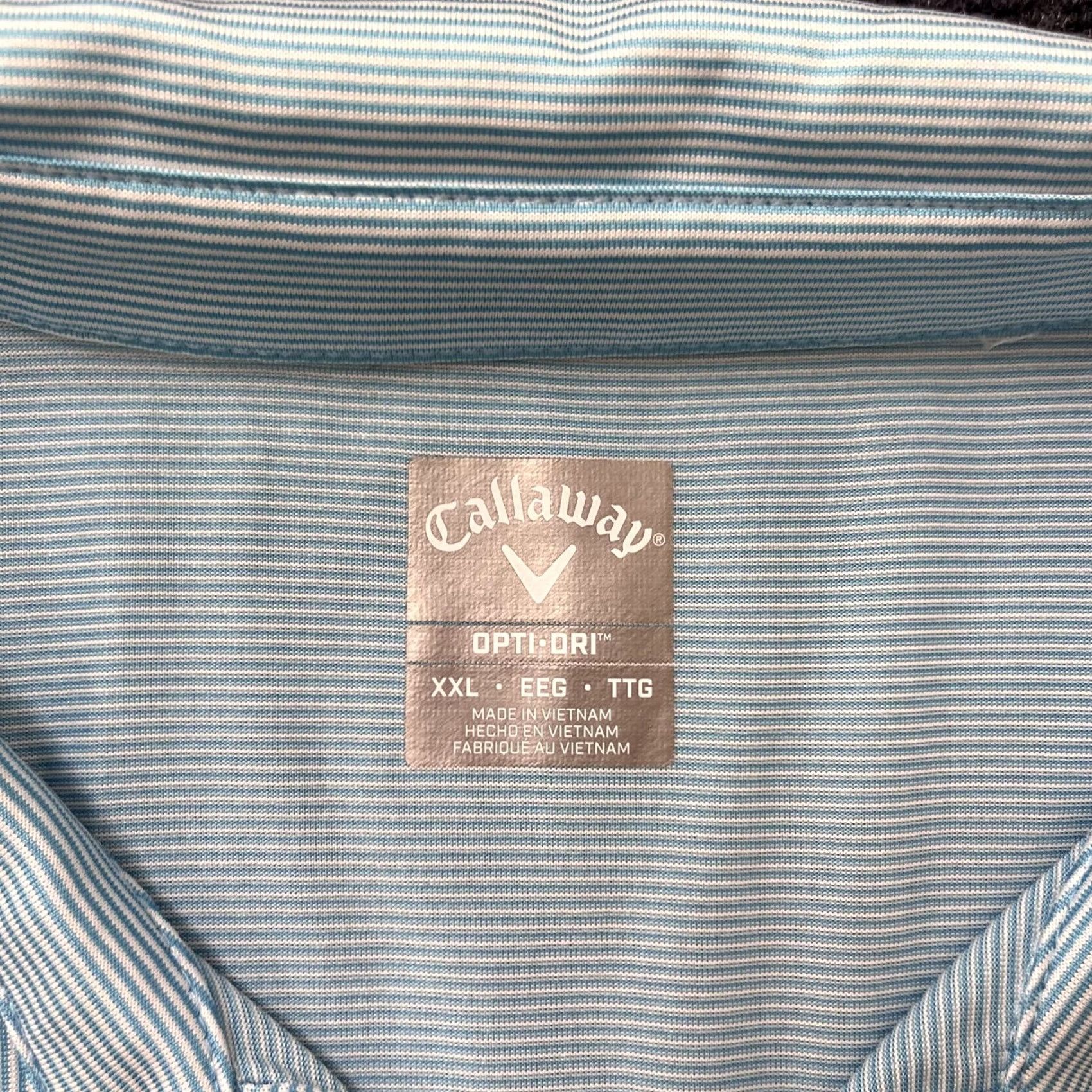 Callaway Callaway Opti-Dri Polo Shirt Mens 2XL Blue Stripe Golf Performance Casual Size US XXL / EU 58 / 5 - 2 Thumbnail