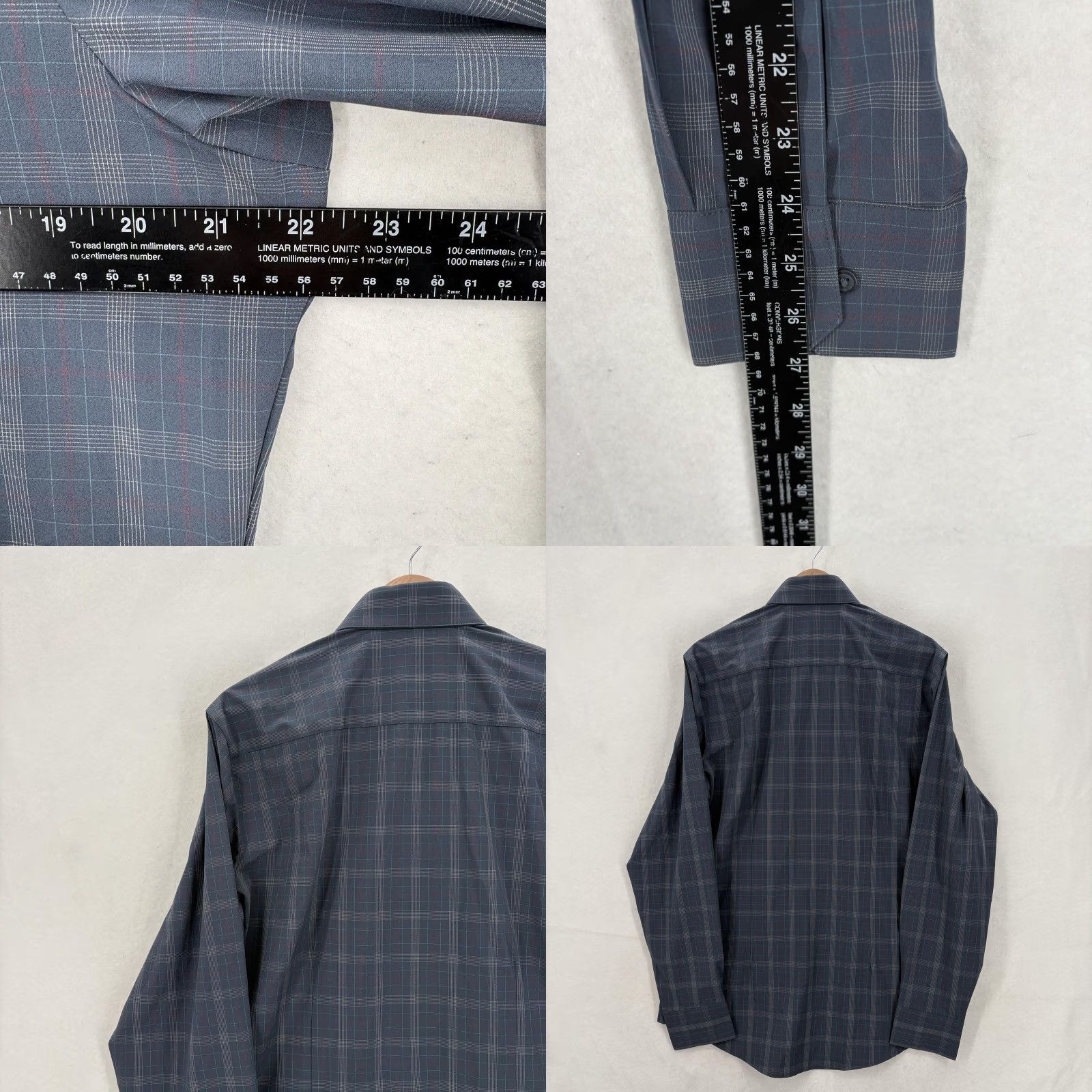 Mizzen+Main Mizzen+Main Leeward Shirt Mens M Blue Plaid Slim Stretch Wrinkle Resistant Dress Shirt Size US M / EU 48-50 / 2 - 8 Thumbnail