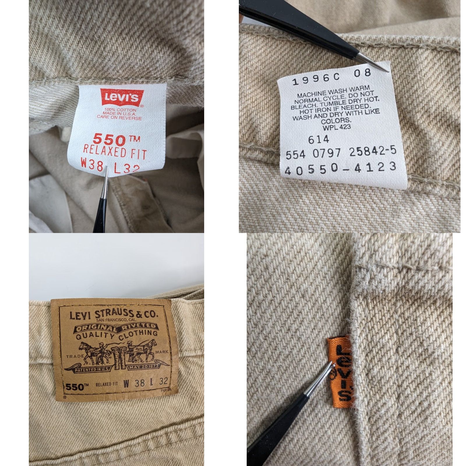 Levi's VINTAGE Levi's 550 Orange Tab Relaxed Fit Beige Denim Jeans 38x32 (Actual 36x32) Mens Jeans Beige Cotton Denim 550 Classic 90s Style Package?? Size US 36 / EU 52 - 9 Thumbnail