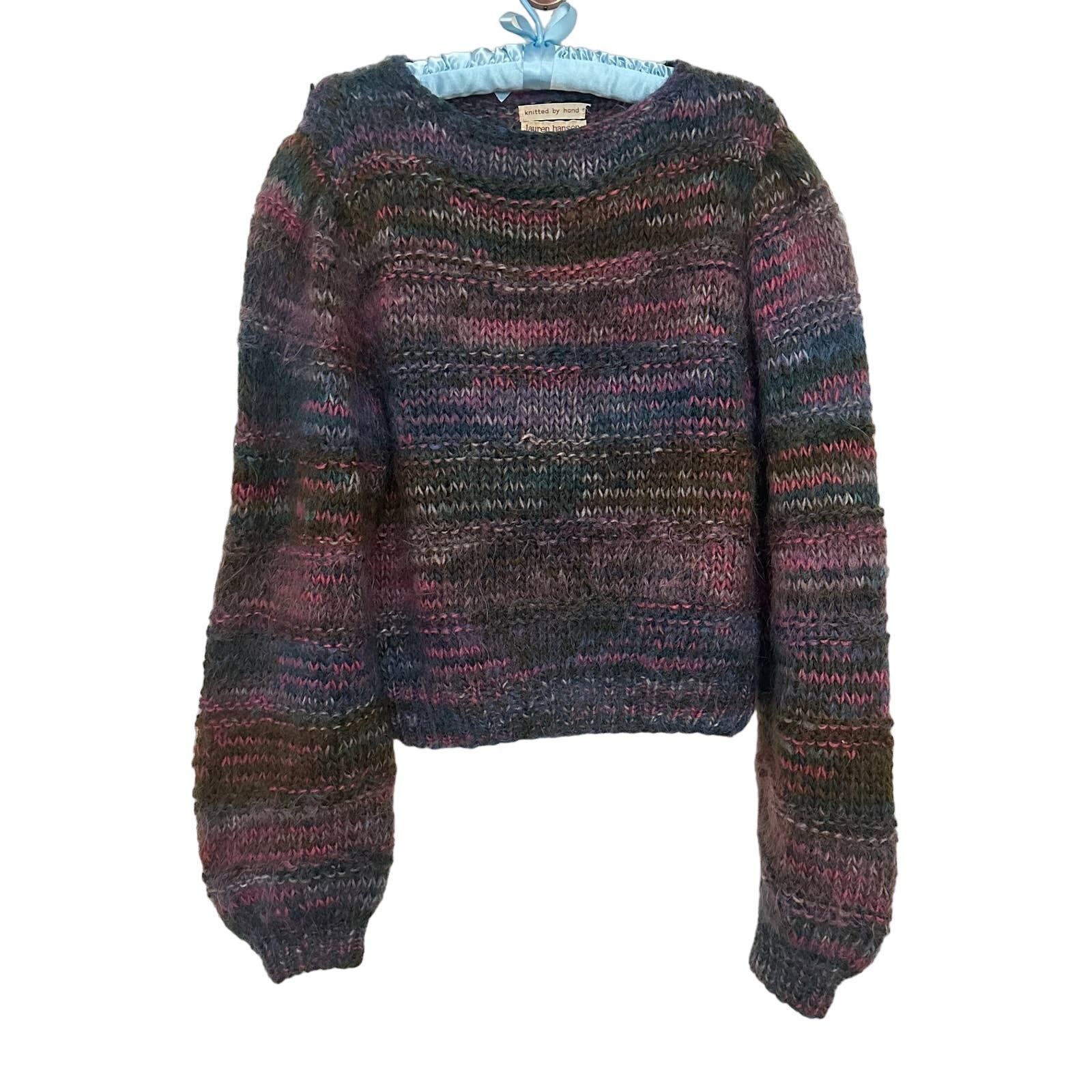 image of Vintage Handknit Laurent Hansen Wool Wide Sleeve Sweater, Women's (Size Medium)