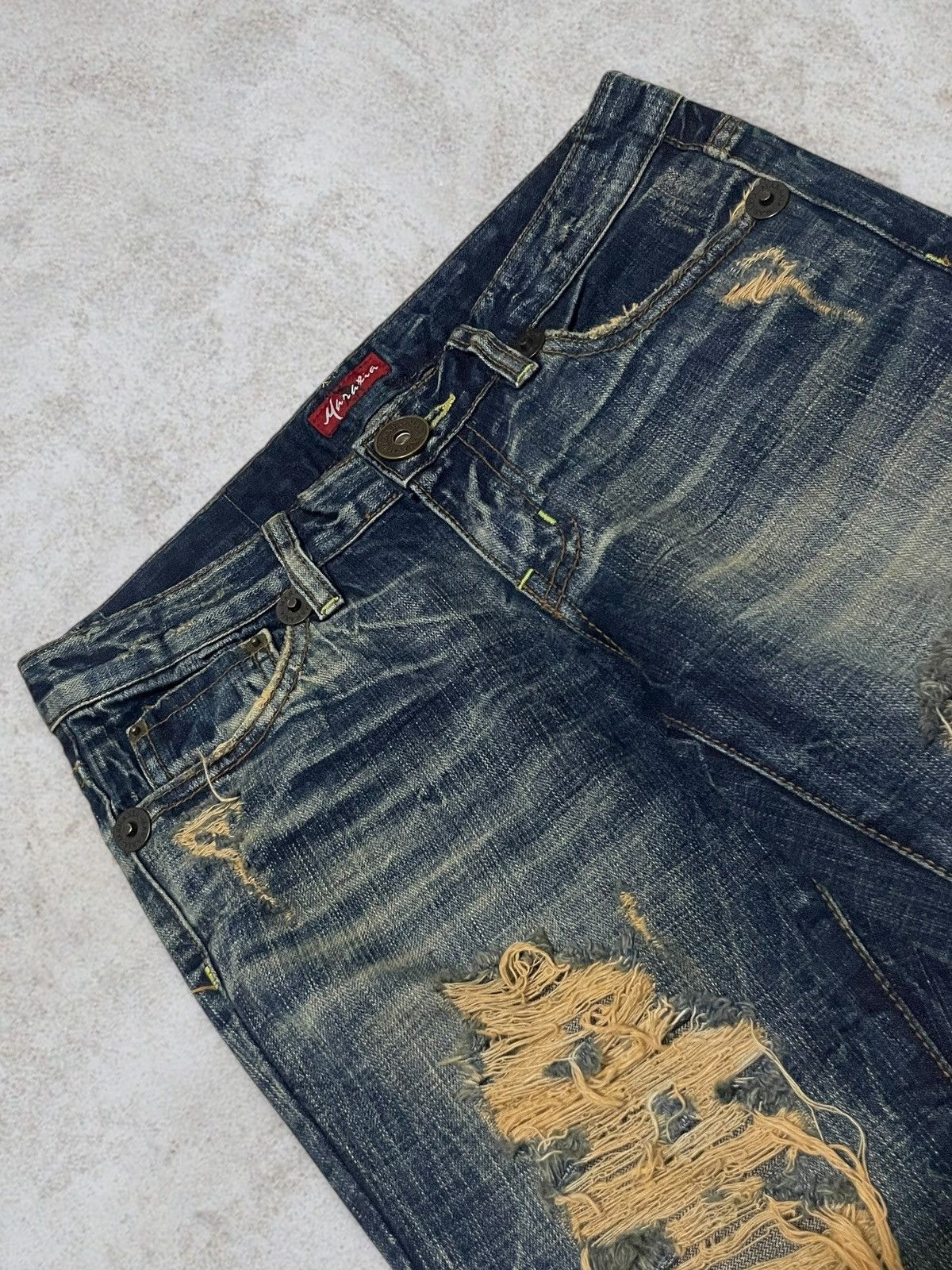 GOSTAR DE FUGA Maraxia Mudwash Distressing Flared Cracked Design Denim Size 25" / US 0 / IT 36 - 8 Thumbnail