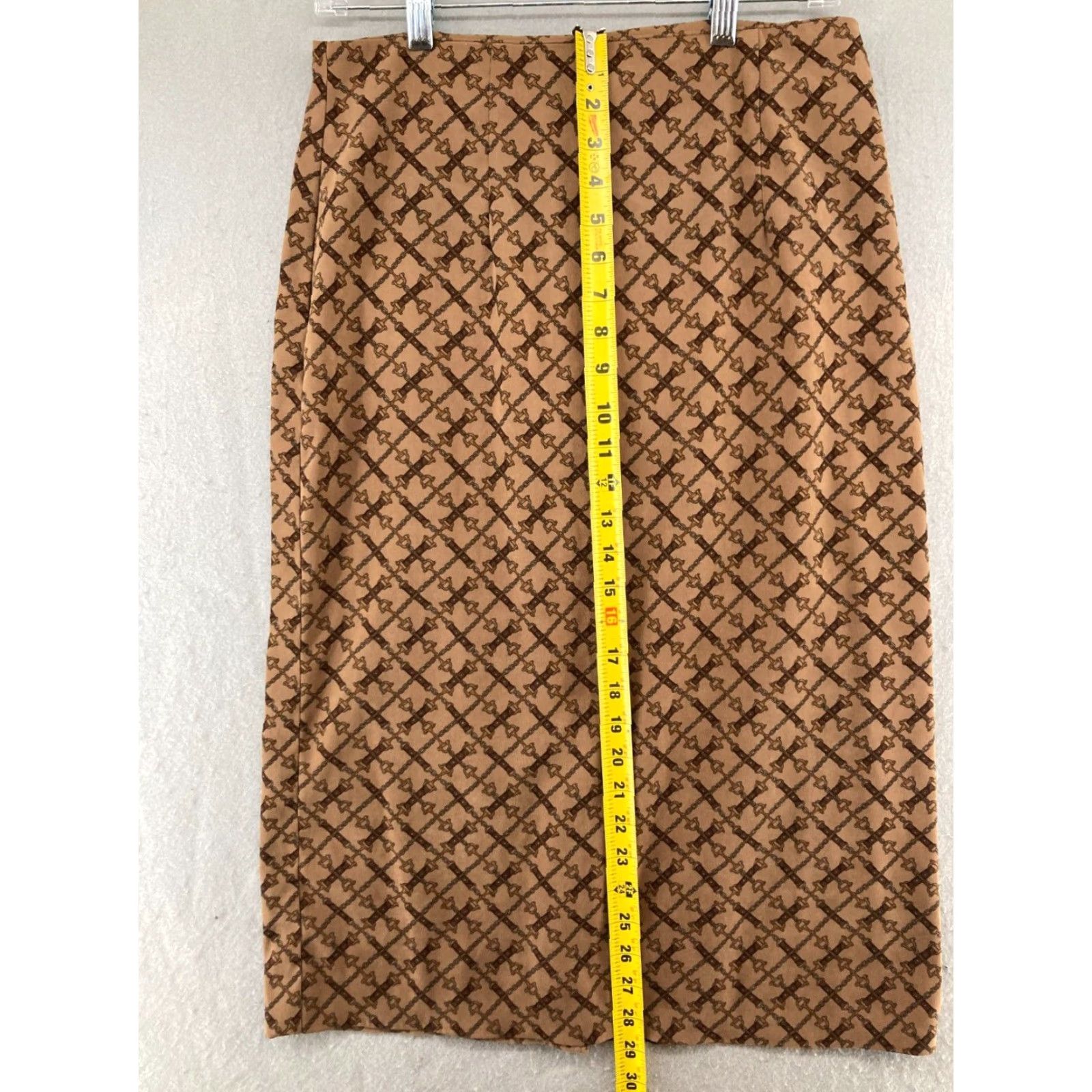 Vintage VINTAGE Studio C Skirt Womens 8 Tan Long Modest Equestrian Print Brown Bohemian American 90s Men? Size 30" / US 8 / IT 44 - 4 Thumbnail