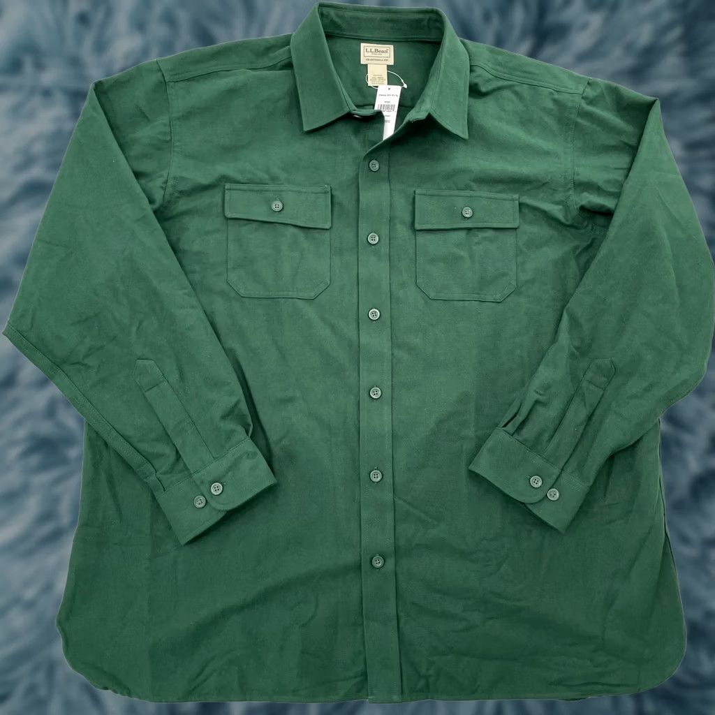 Vintage LL Bean Chamois Shirt Adult 2XL Green Heavyweight Flannel Shacket Mens Size US XXL / EU 58 / 5 - 1 Thumbnail