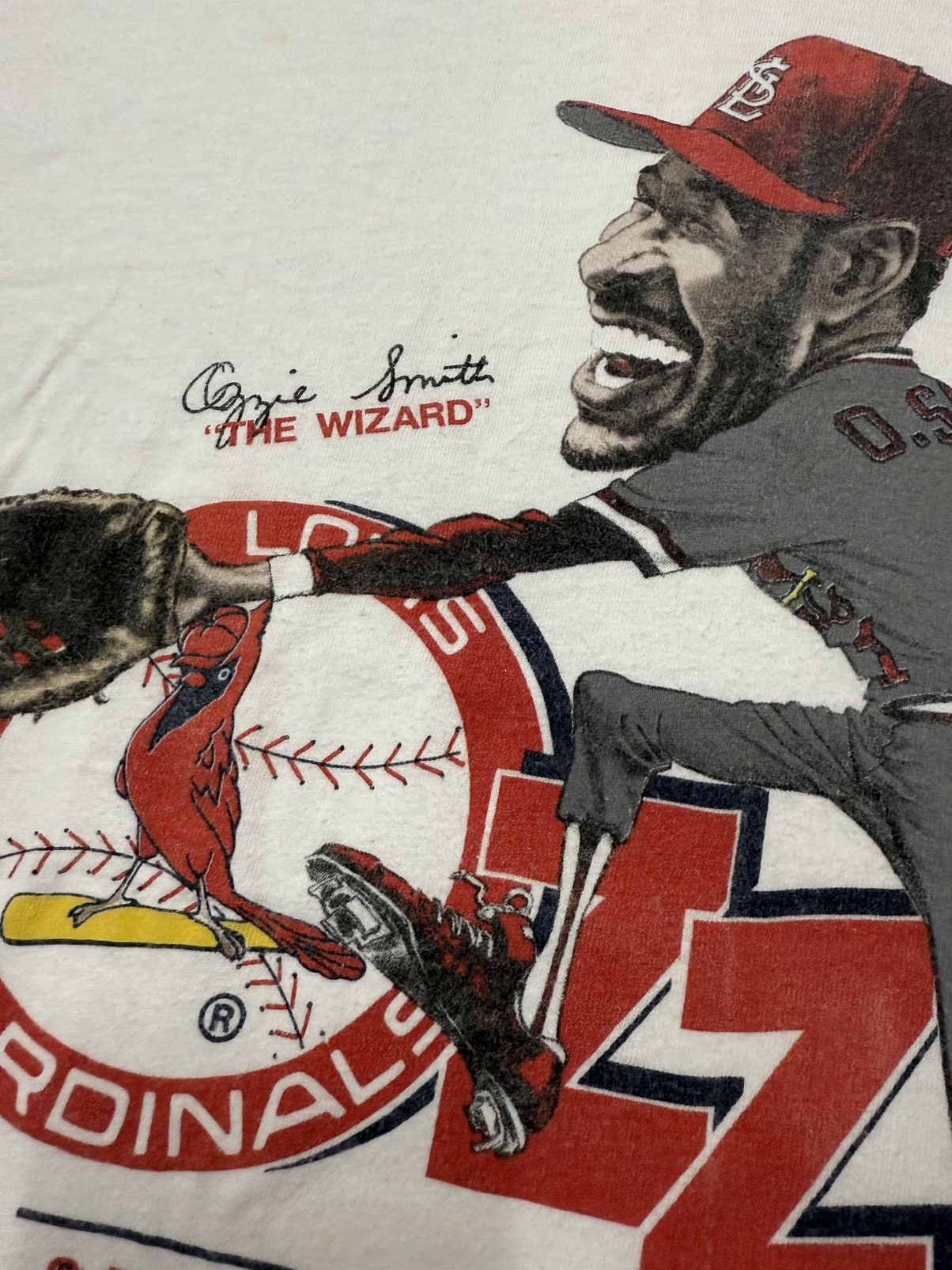 Salem Sportswear Vintage 1988 0zzie The Wizard Smith st.Louis Cardinal Tshirt Size US L / EU 52-54 / 3 - 7 Thumbnail