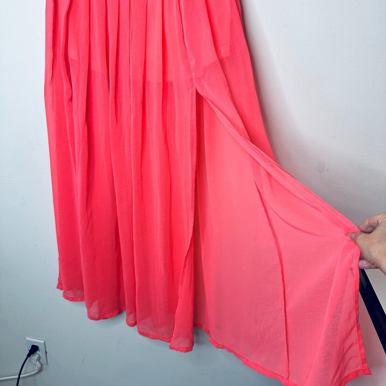 Other Love Riche Pink Sheer Maxi Short Slip Silver Shimmer Waist L Size 36" / US 14 / IT 50 - 5 Thumbnail