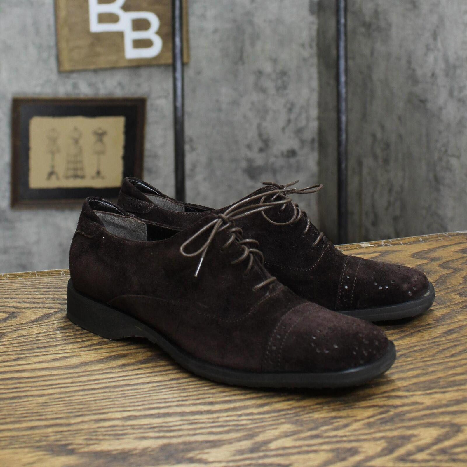 Bruno Magli Suede Lace Up Oxford Dress Shoes Brown