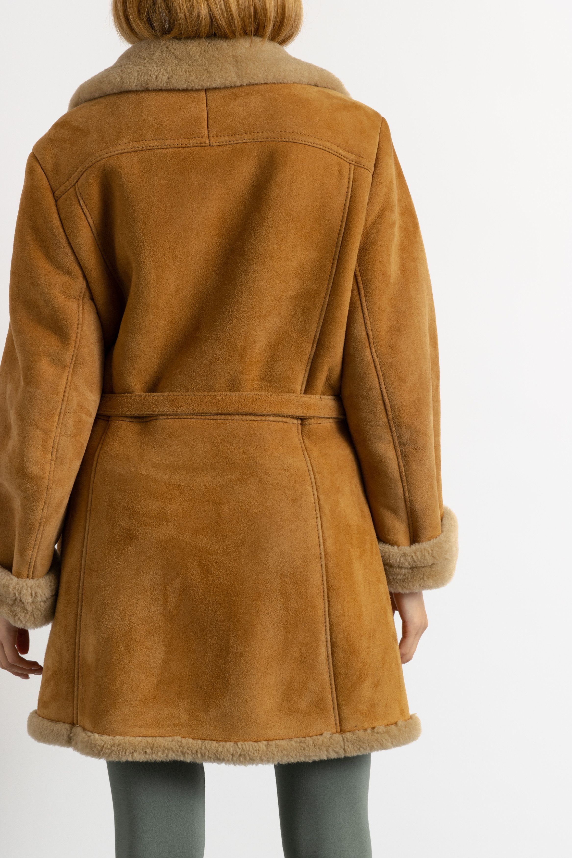 Vintage Women Winter Sheepskin Suede Coat 80s Medium size5932 Size M / US 6-8 / IT 42-44 - 5 Thumbnail