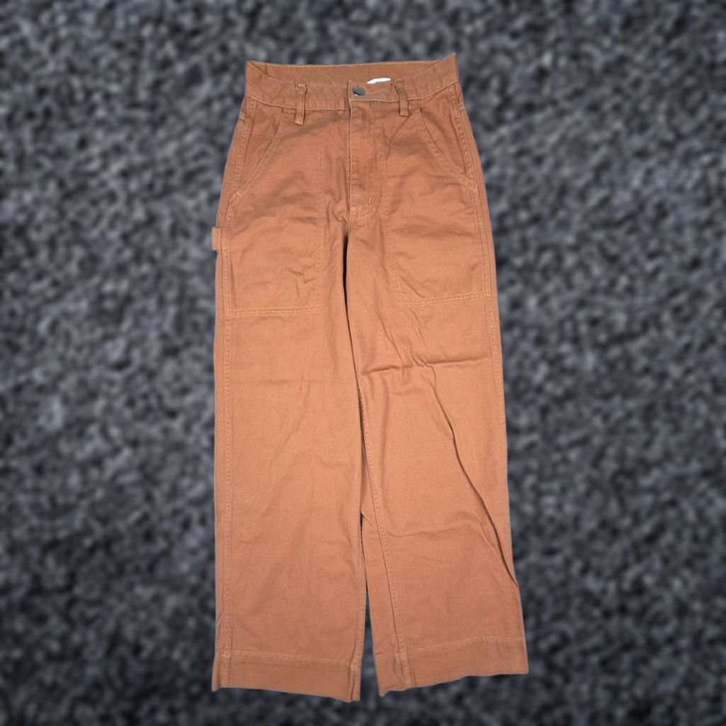 Vintage Curator SF Wide-Leg Pants Women XXS Orange 100% Cotton Twill Carpenter Pockets Inseam 27" Casual Vintage No Rise High 10.5in+ Wide-Leg Size 24" / US 00 / IT 34 - 1 Thumbnail