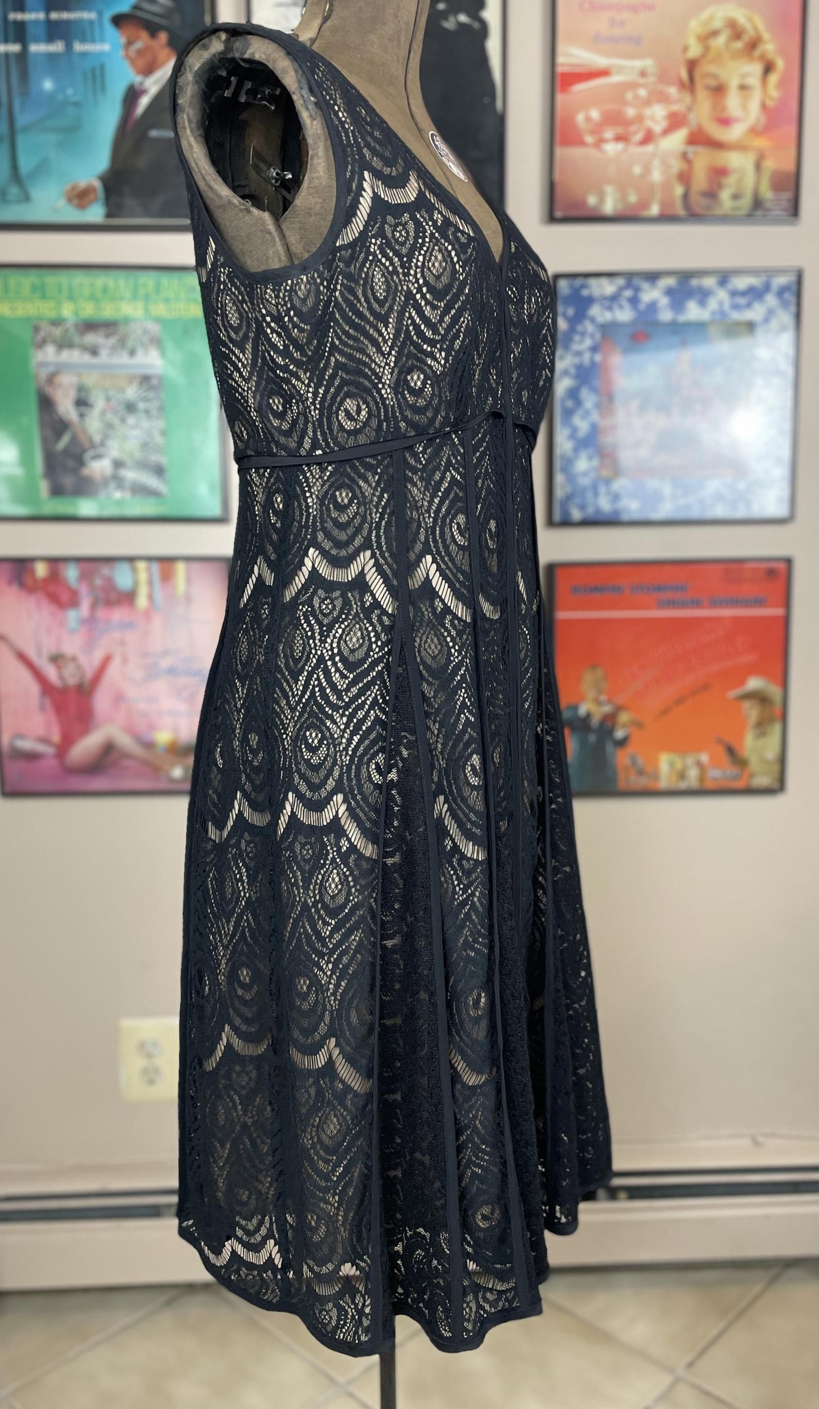 Designer Nanette Lepore Black Lace Overlay Sleeveless Dress Size (8) Size M / US 6-8 / IT 42-44 - 3 Thumbnail