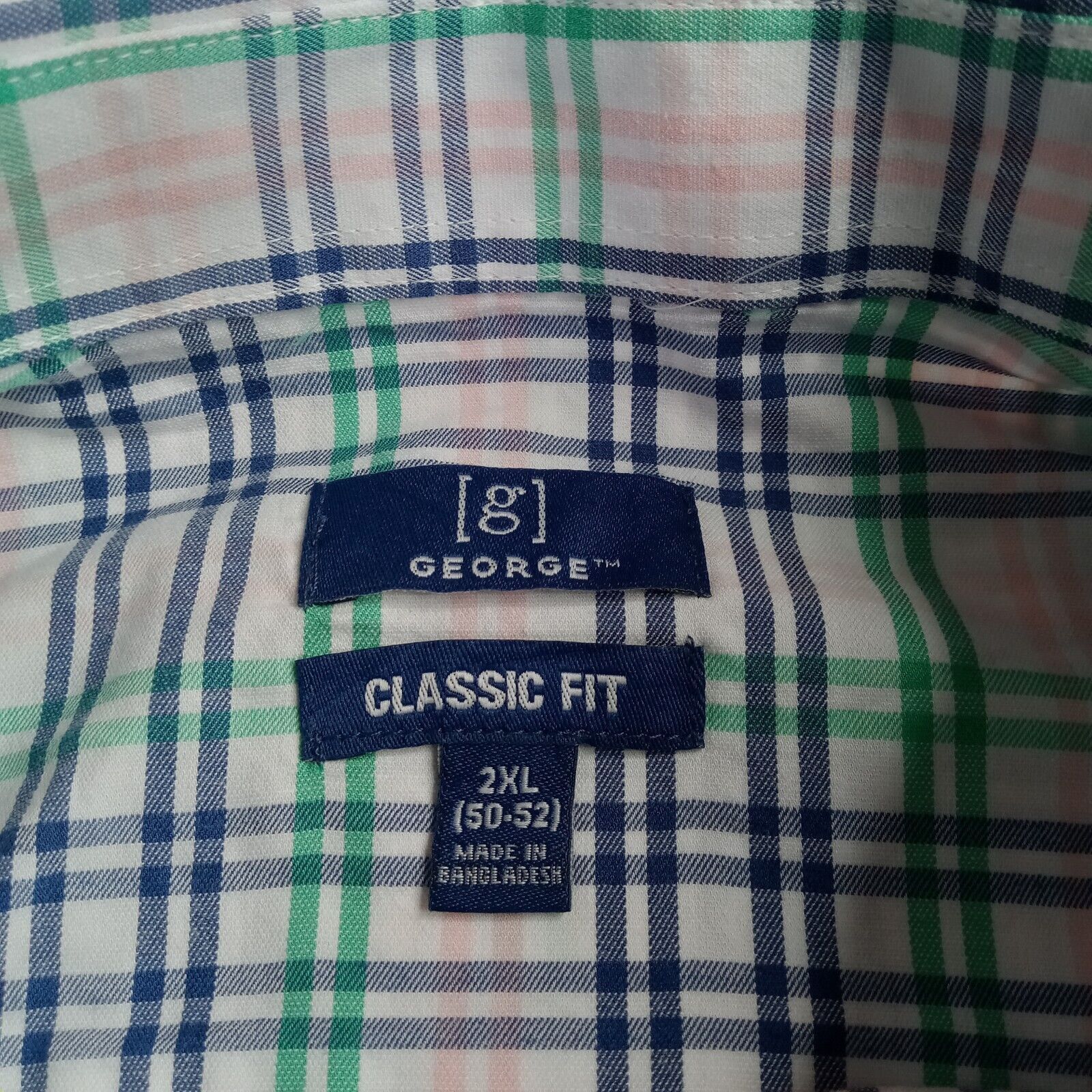 George George Poplin Shirt Men's 2XL Pink Green White Plaid Classic Size US XXL / EU 58 / 5 - 4 Thumbnail