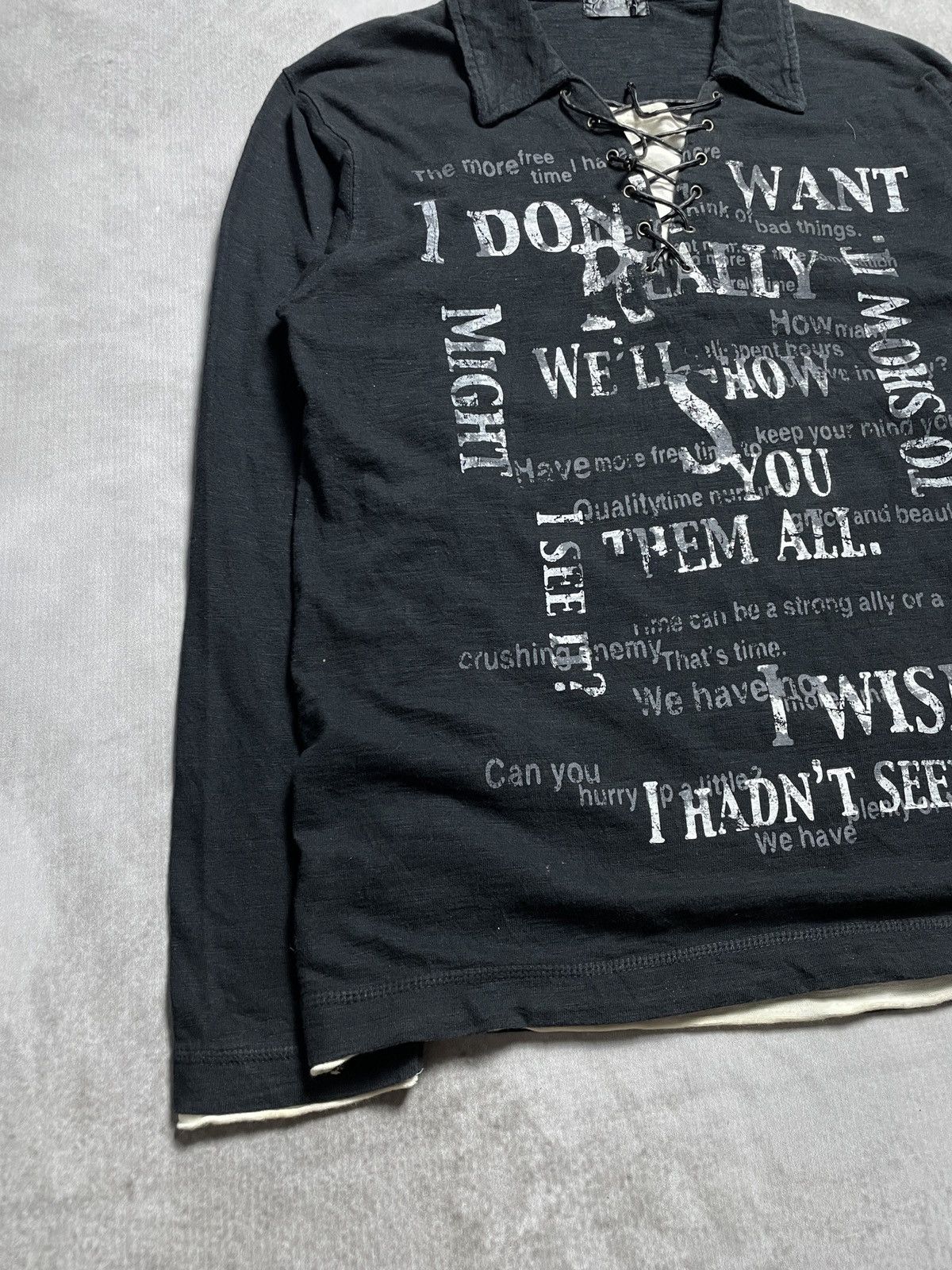 14th Addiction 2000’s T3D - Lace Up Poem Double Layer Vkei Style Longsleeve Size US L / EU 52-54 / 3 - 5 Thumbnail