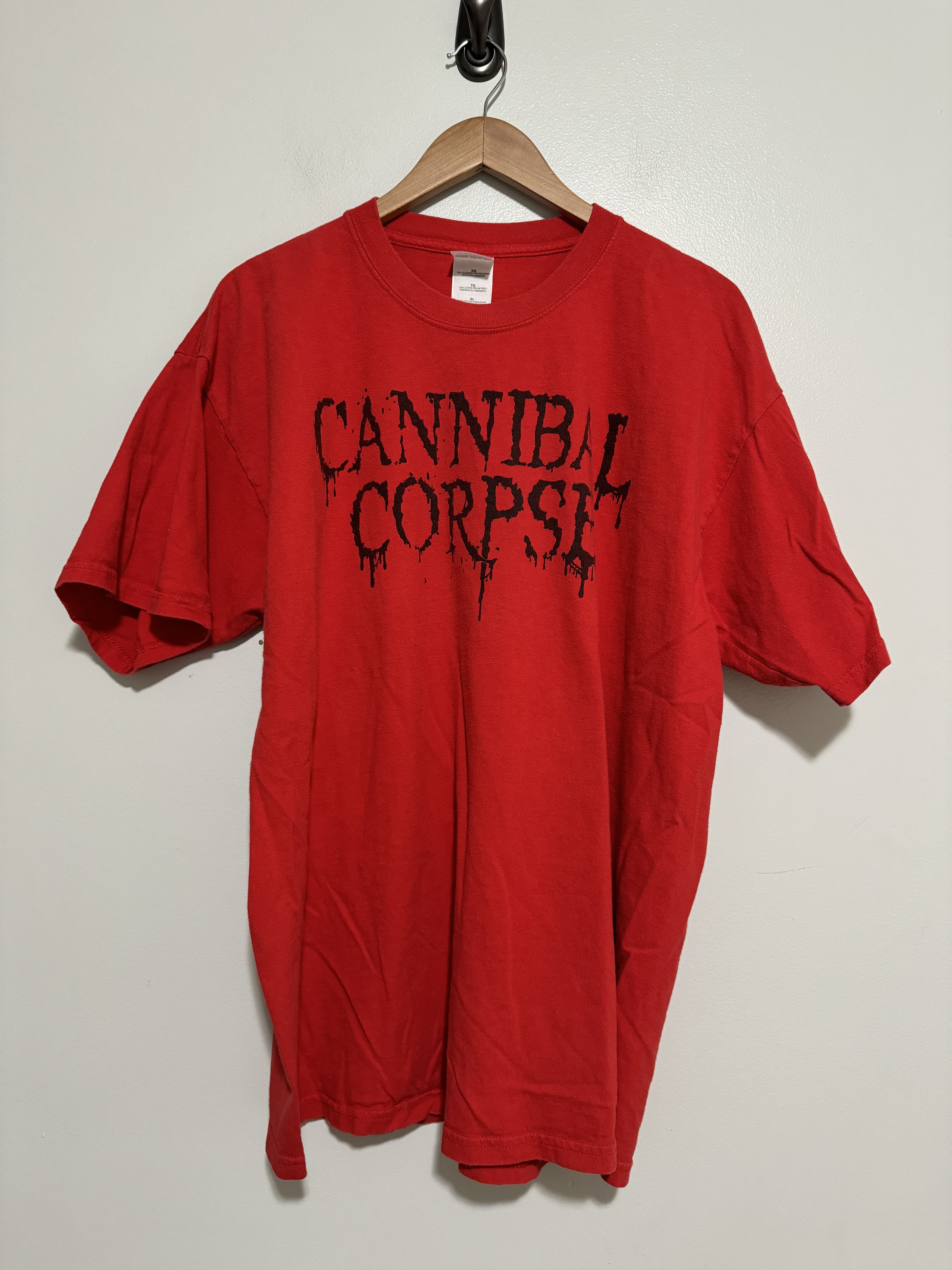 image of Tour Tee x Vintage Cannibal Corpse The Time To Kill Is Now Y2K Shirt in Red, Men's (Size XL)