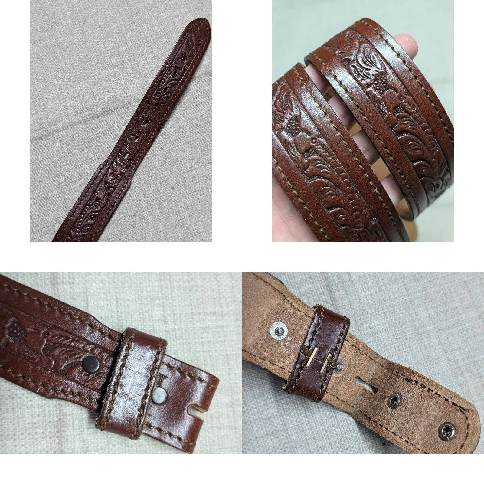 Vintage VINTAGE western belt belt brown leather COWHIDE tooled tapered 38 1-3/4" width Men 38/39 brown vintage western belt Size 38 - 8 Thumbnail