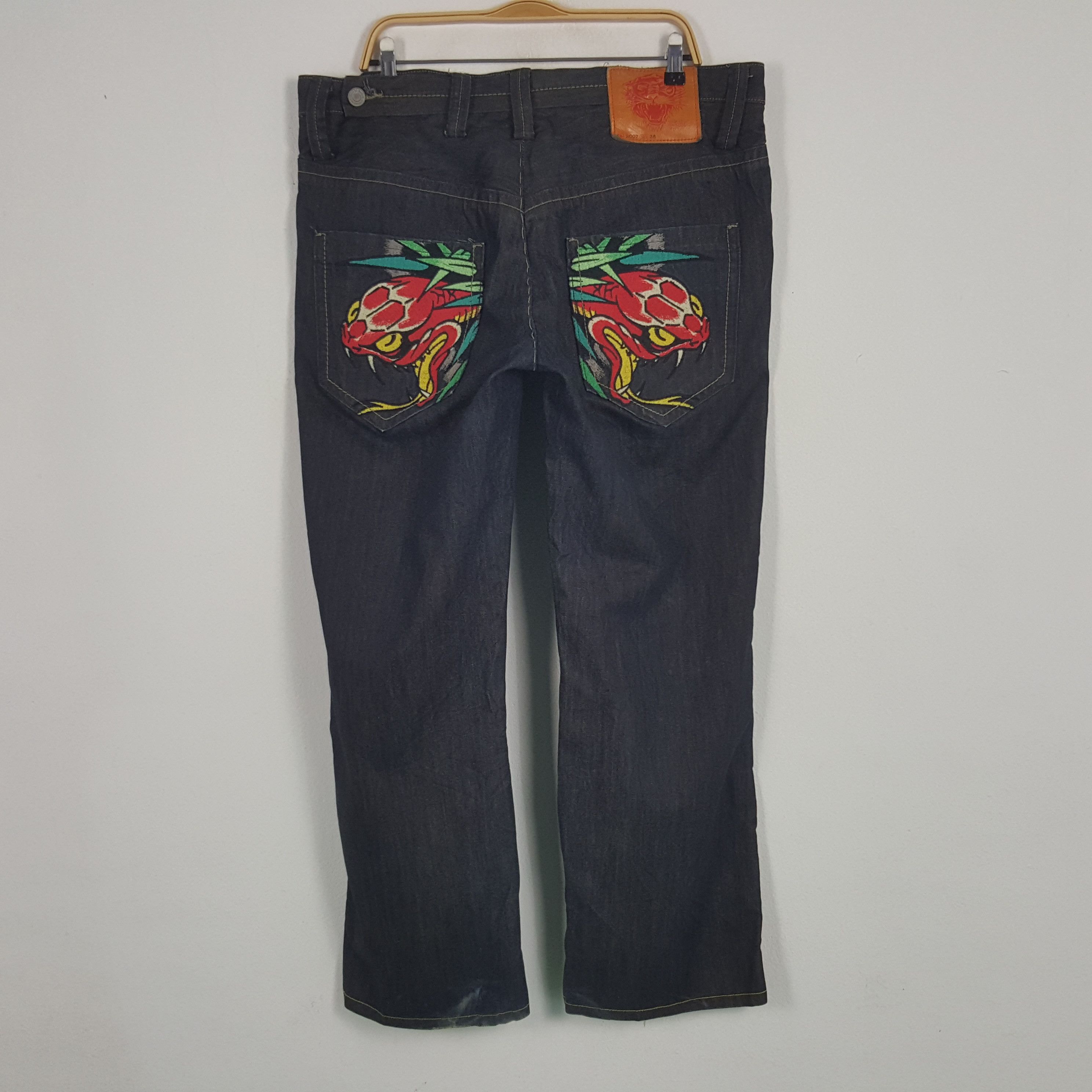 Ed Hardy × Vintage Vintage Ed Hardy Snake Design Denim Jeans Size US 38 / EU 54 - 1 Thumbnail