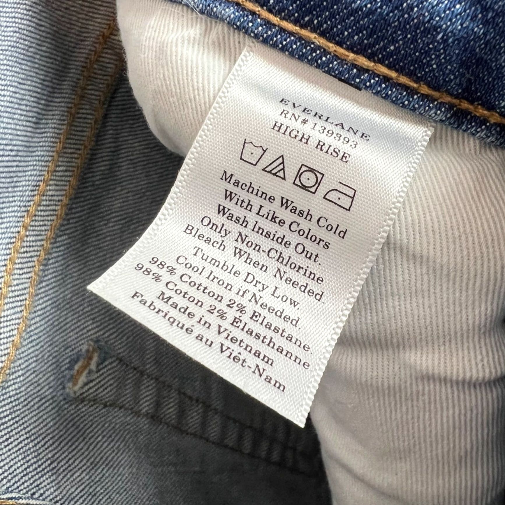 Everlane Everlane Women’s Jeans 24 Ankle High-Waisted Blue Cotton Denim 5-Pocket Regular Inseam 26" Size 24 Size 42" / US 20 - 4 Thumbnail