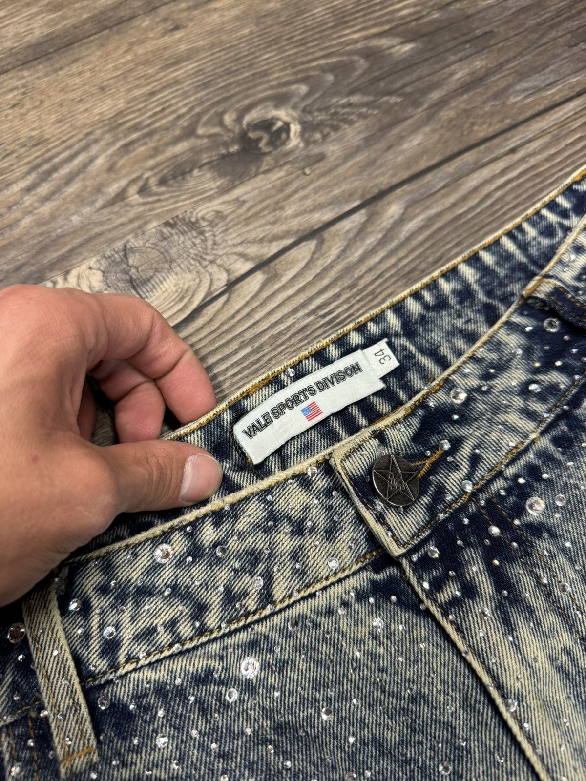 Vale Vale Rhinestone All Over Jeans Size US 34 / EU 50 - 4 Thumbnail