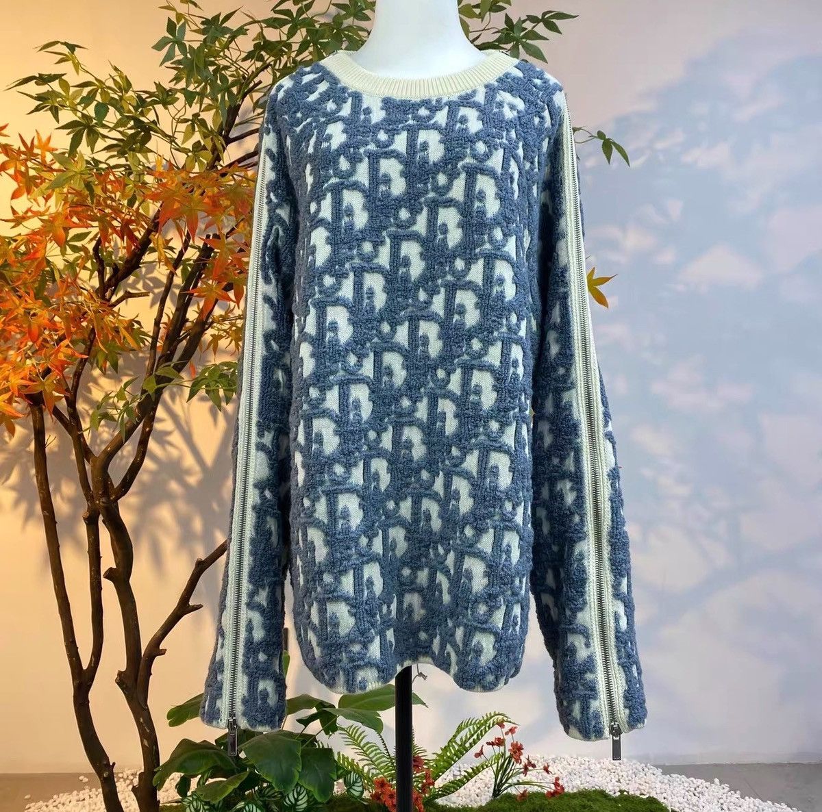 Dior Dior Blue And White Zipper Sweater Size US M / EU 48-50 / 2 - 1 Thumbnail