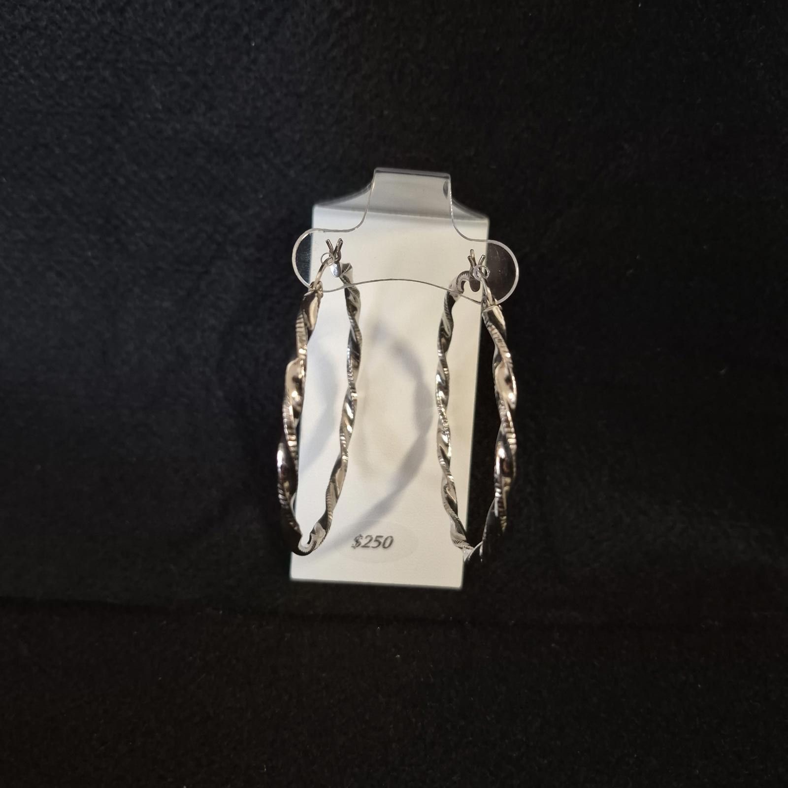 Macys Macy’s Two-Tone Twisted Hoop Earrings – Sterling Silver 45mm Size ONE SIZE - 2 Thumbnail