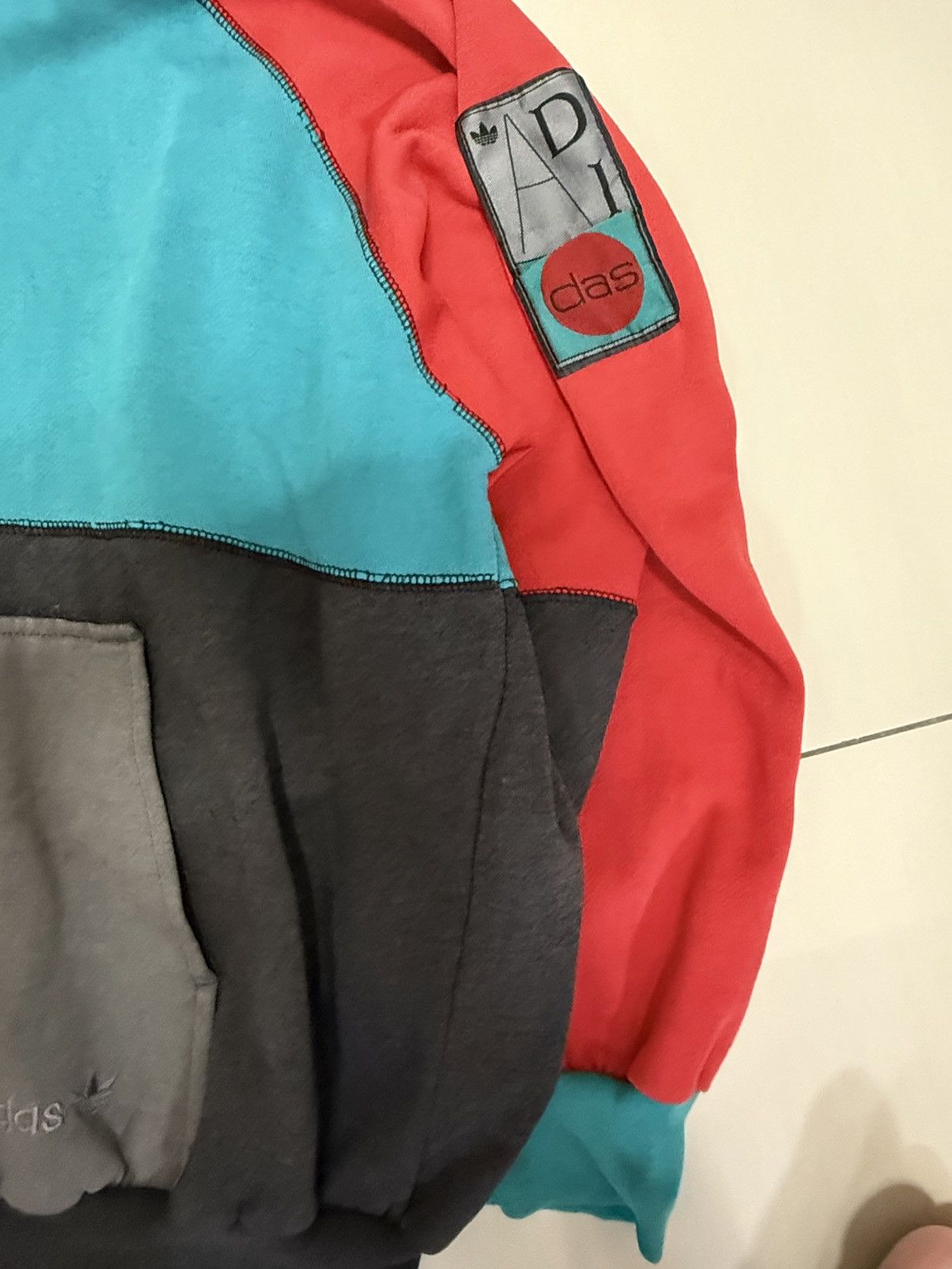 Adidas 80s Vintage Adidas Colourblock hoodie Size US M / EU 48-50 / 2 - 3 Thumbnail