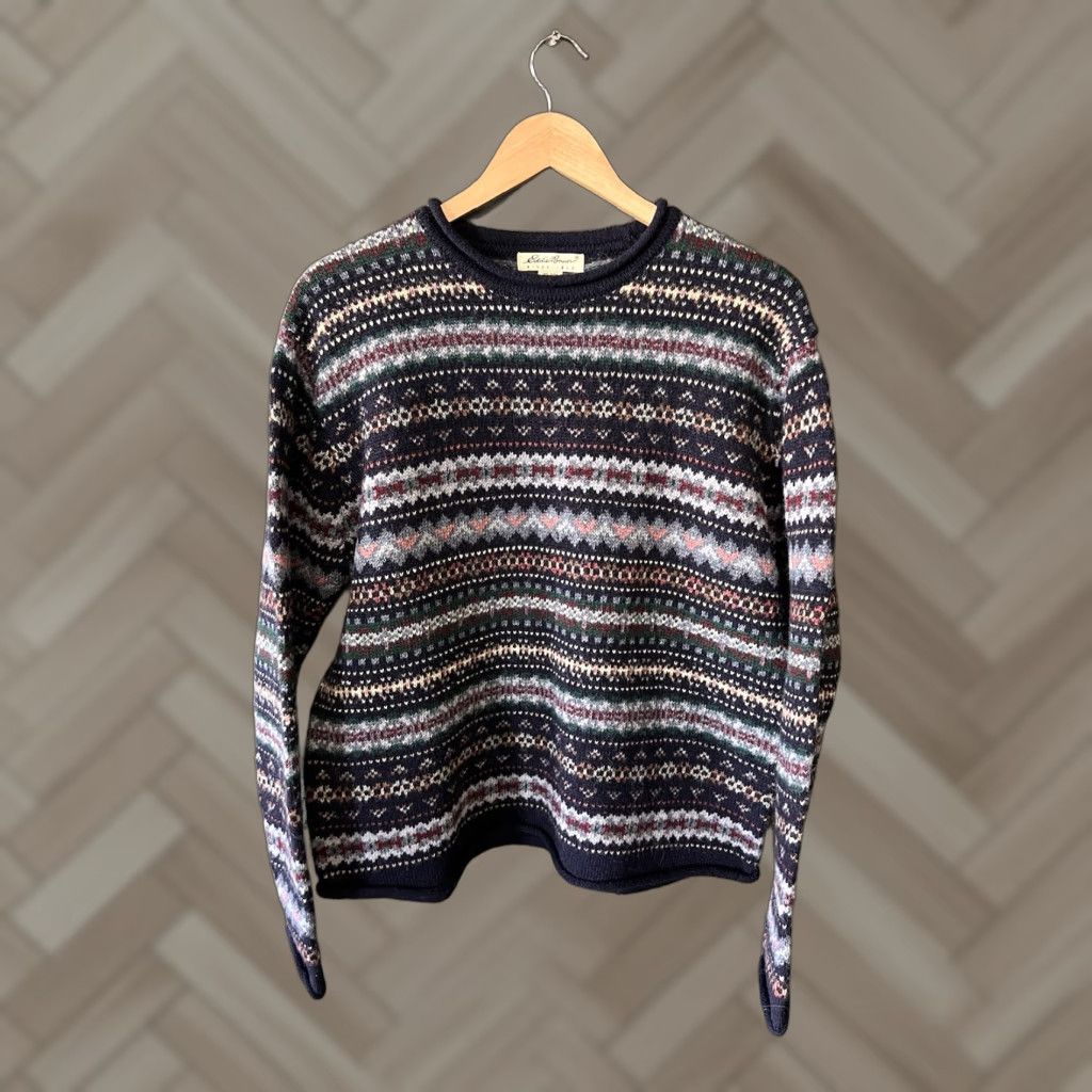 Eddie Bauer VINTAGE Eddie Bauer Womens Blue Striped Wool Pullover Sweatshirt L Large Pullover Wool Blue Striped Sweatshirt Womens 90s Event Activewear Mens? Size L / US 10 / IT 46 - 1 Thumbnail