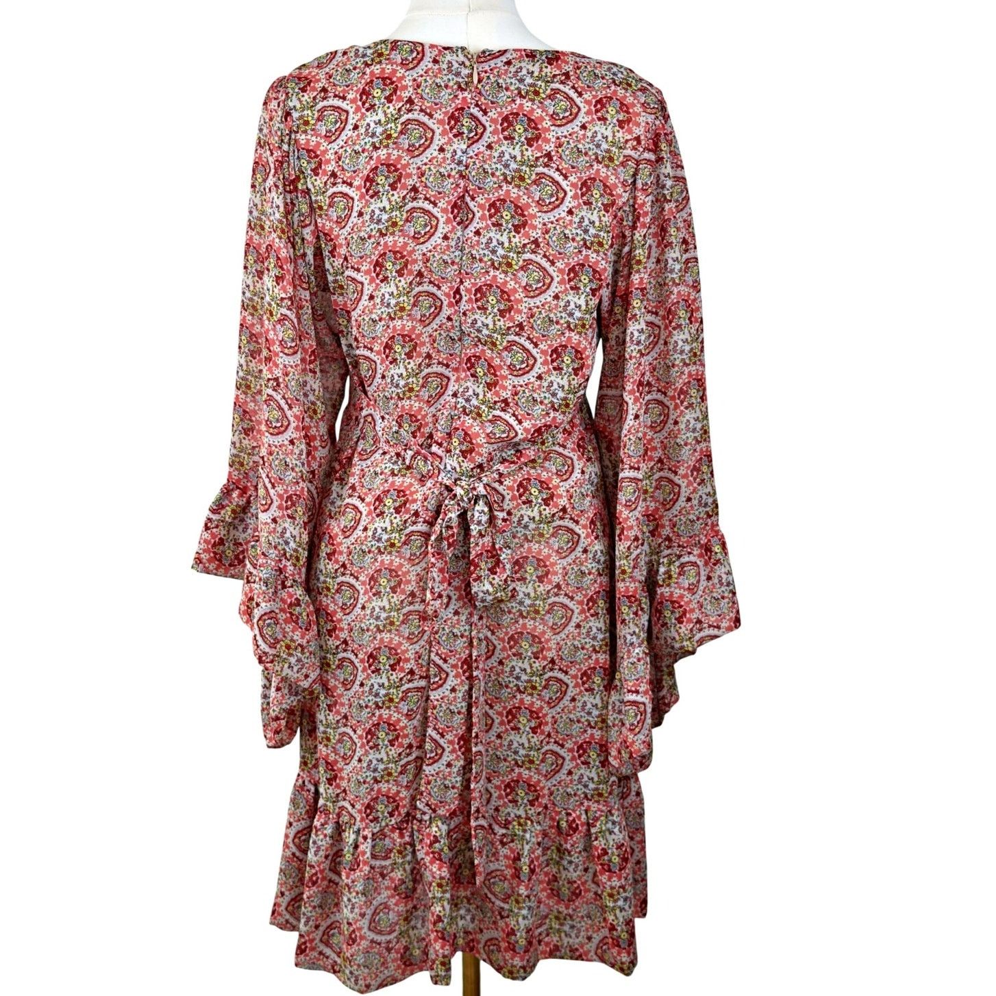 Betsey Johnson Betsey Johnson Floral V Neck Ruffle Empire Dress Bell Sleeve Size L / US 10 / IT 46 - 5 Thumbnail