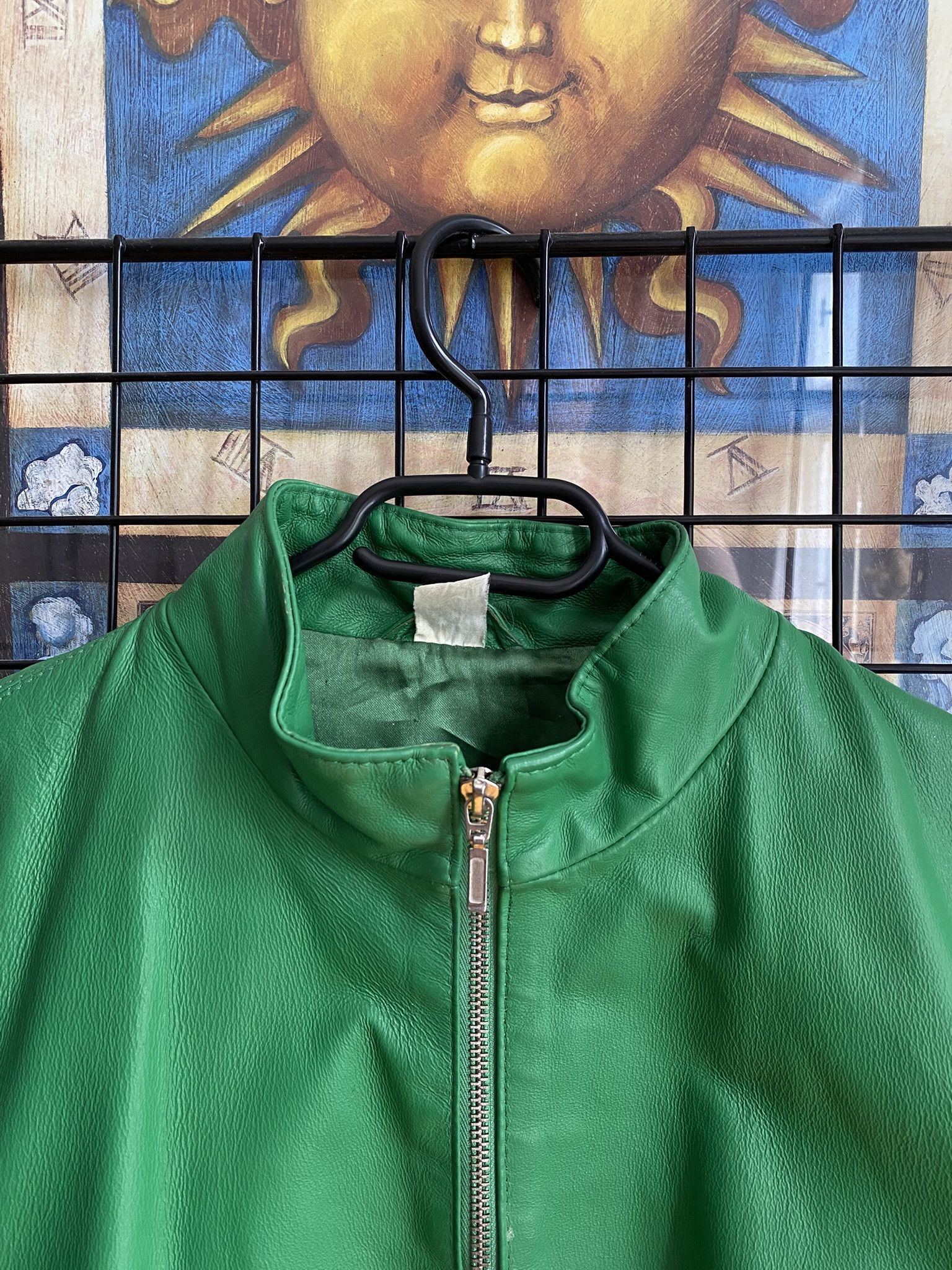 Leather vintage green genuine leather jacket vetements moto Size L / US 10 / IT 46 - 7 Thumbnail