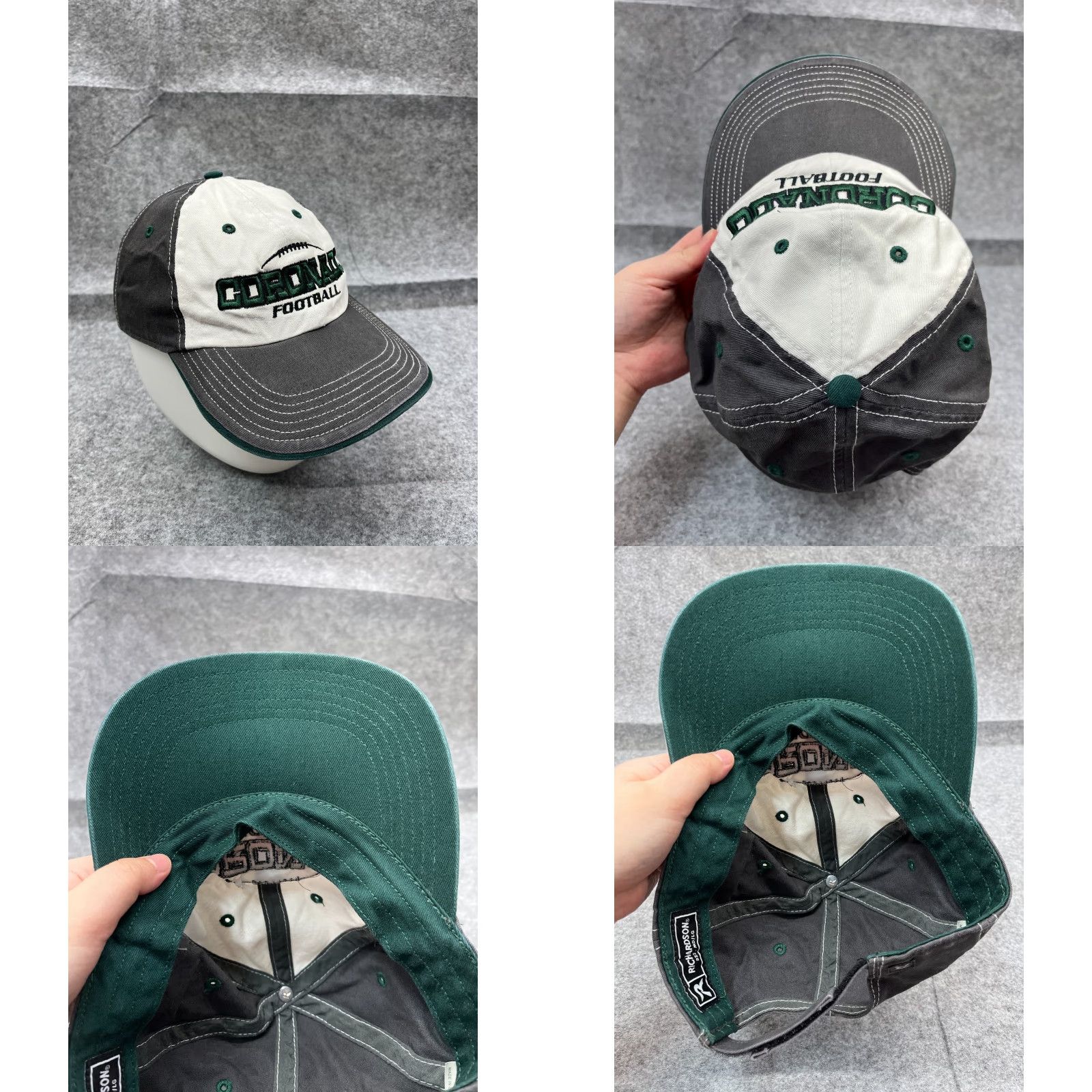 Vintage Richardson Football Cap Adjustable Adult Large Gray Lightweight Sports Hat Mens Size ONE SIZE - 8 Thumbnail