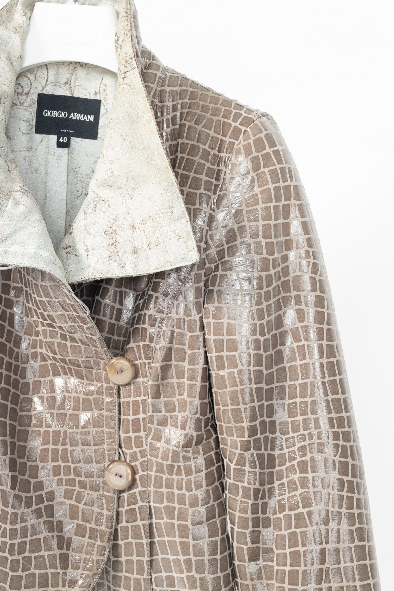 Giorgio Armani Giorgio Armani AW07 Runway Snakeskin-Pattern Leather Jacket Size S / US 4 / IT 40 - 5 Thumbnail