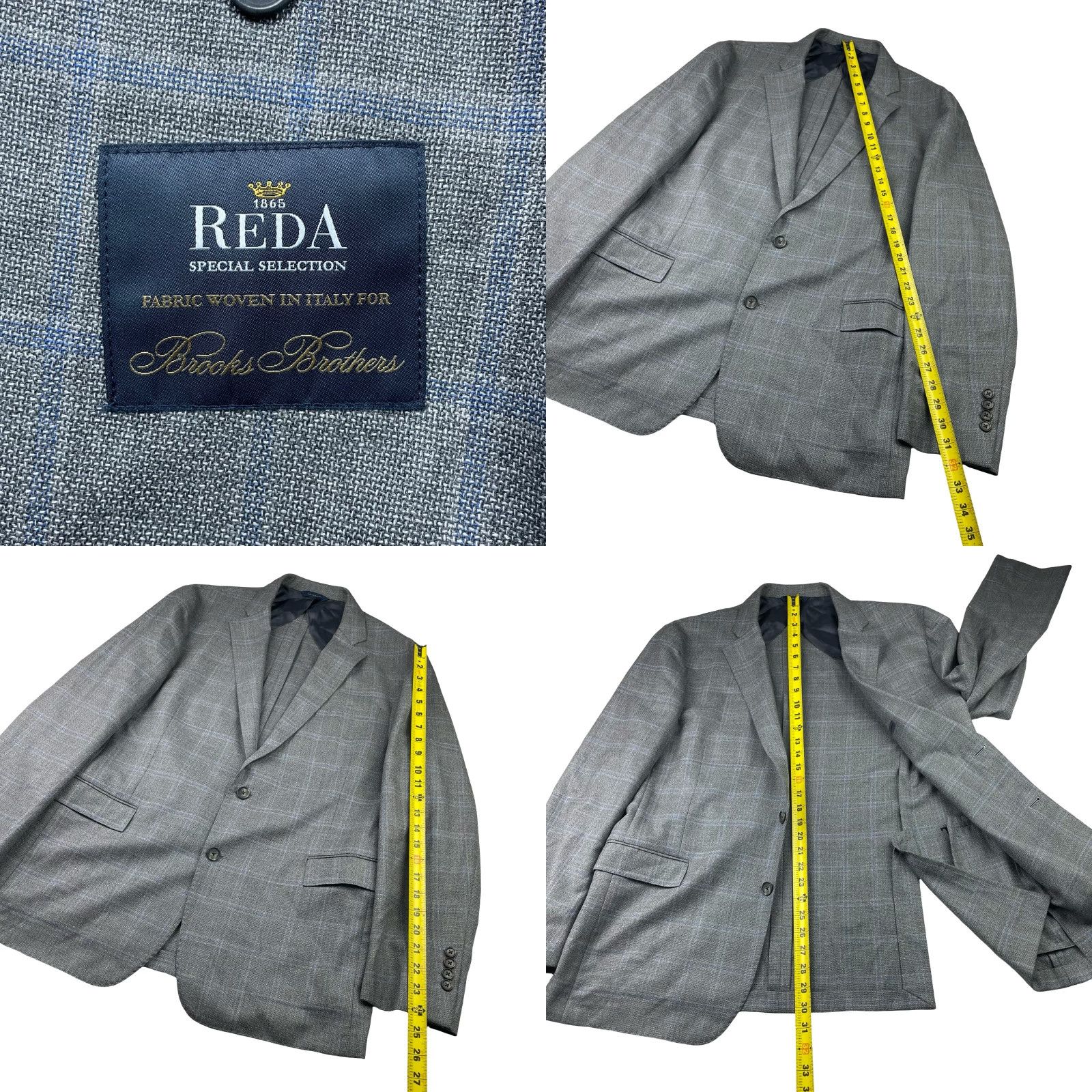 Brooks Brothers VINTAGE Brooks Brothers Blazer 42R Men Wool Plaid Notch Lapel 2-Button 4-Button Sleeve Double-Vented Gray Blue Windowpane Regular Fit Jeg/Nope Size 42R - 8 Thumbnail