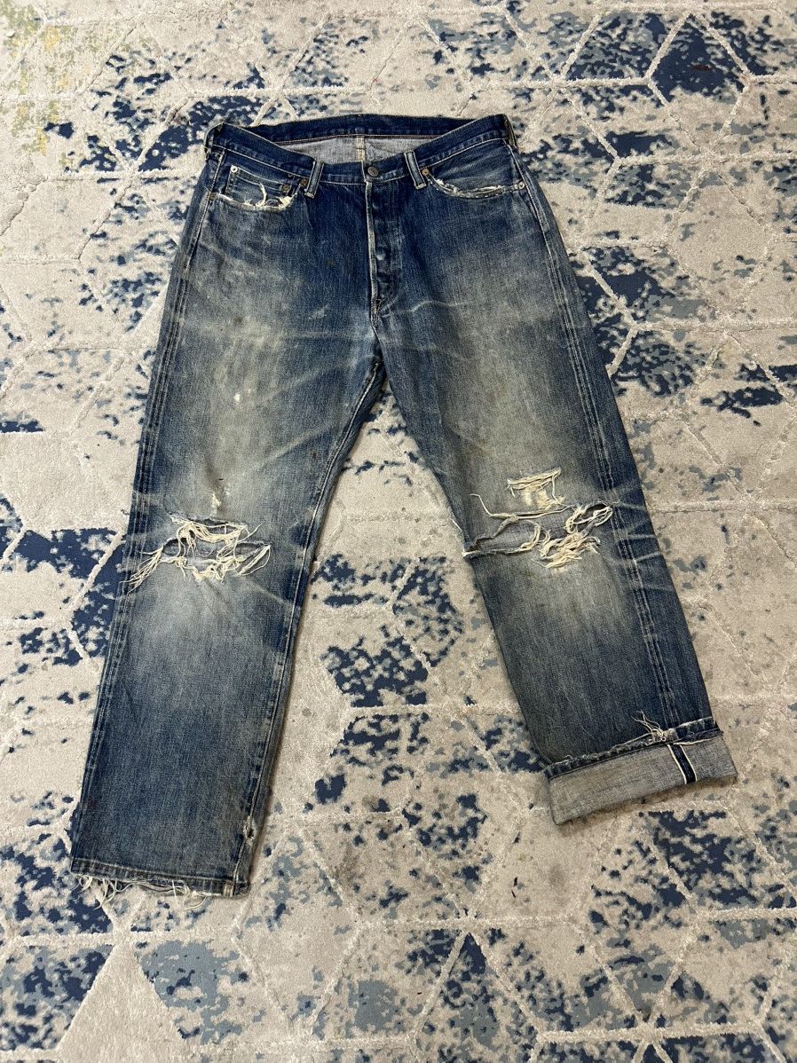 Full Count & Co. Vintage Full Count & Co Selvedge Distressed Jeans Denim Size US 34 / EU 50 - 1 Thumbnail