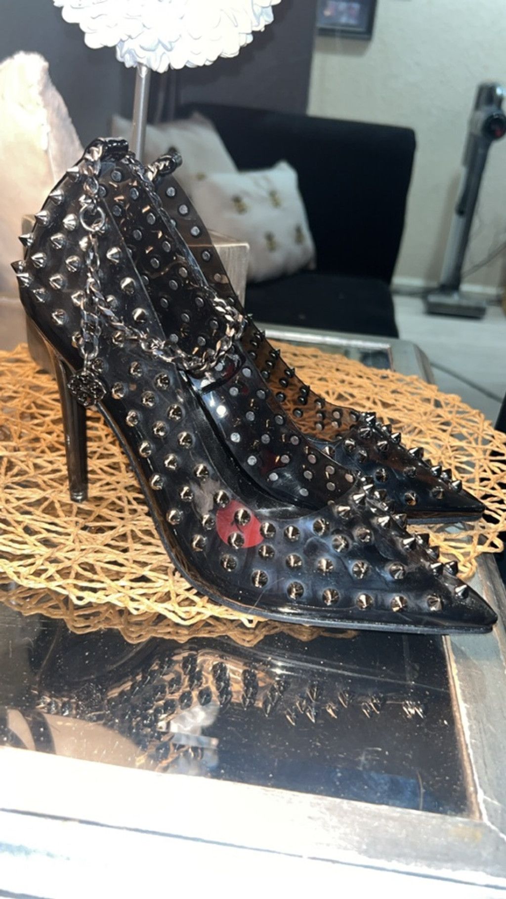 The Unbranded Brand Women's Nanette Nanette Lepore Black Silver Spiked Heels S 7 Size US 7 / IT 37 - 2 Thumbnail