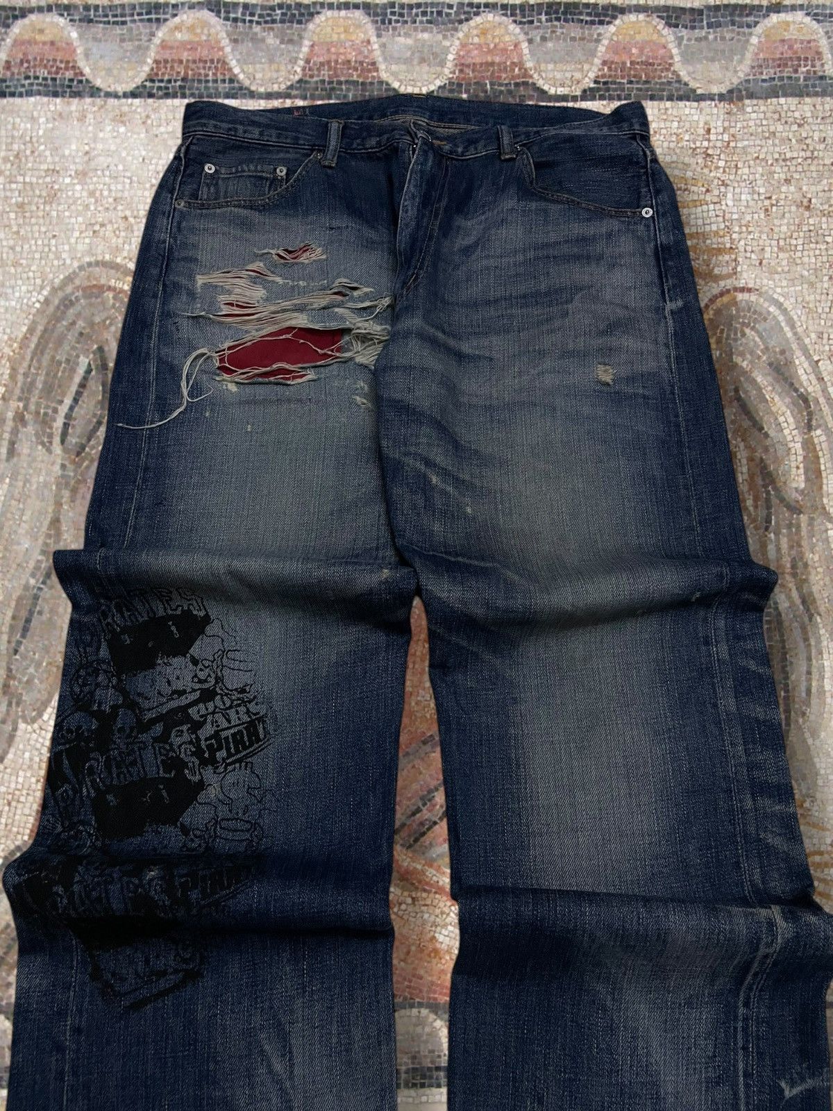 Swagger Vintage Og Japan Designer Swagger Anarchy Distressed Denim Size US 35 - 4 Thumbnail