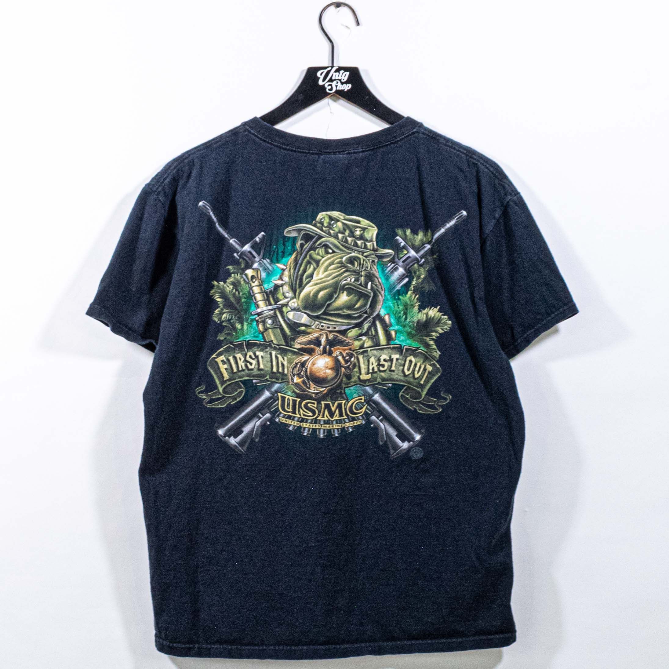 Vintage US Marines Bulldog First In Last Out T-Shirt Y2K Military Size US L / EU 52-54 / 3 - 1 Thumbnail