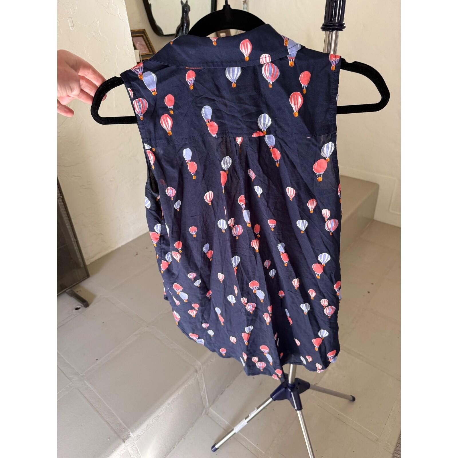 Anthropologie Maeve Anthropologie Balloon Print Sleeveless Blouse Navy XS Size XS / US 0-2 / IT 36-38 - 7 Thumbnail