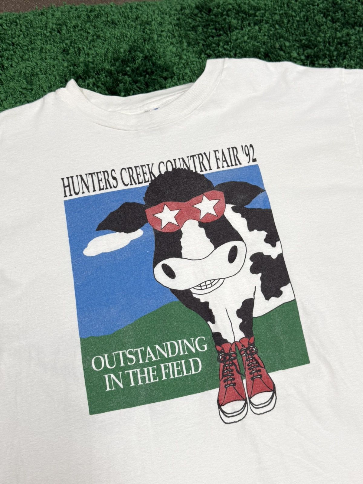 Hanes × Vintage Vintage 90s Heavyweight Cow Tee White Hanes XL Size US XL / EU 56 / 4 - 4 Thumbnail