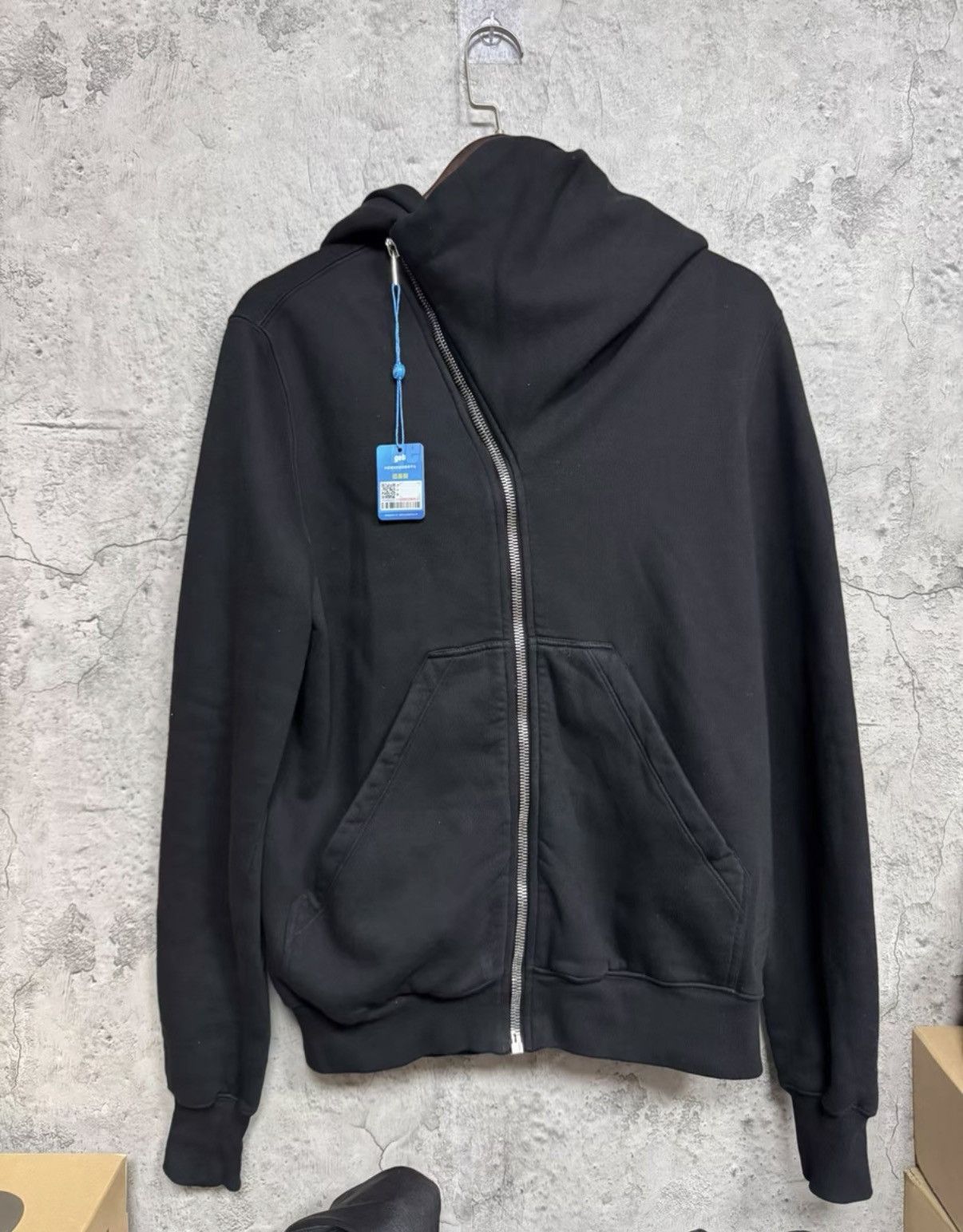 Rick Owens Rick Owens DRKSHDW Black Side-Zip Wizard Hoodie K37 Size US M / EU 48-50 / 2 - 2 Thumbnail