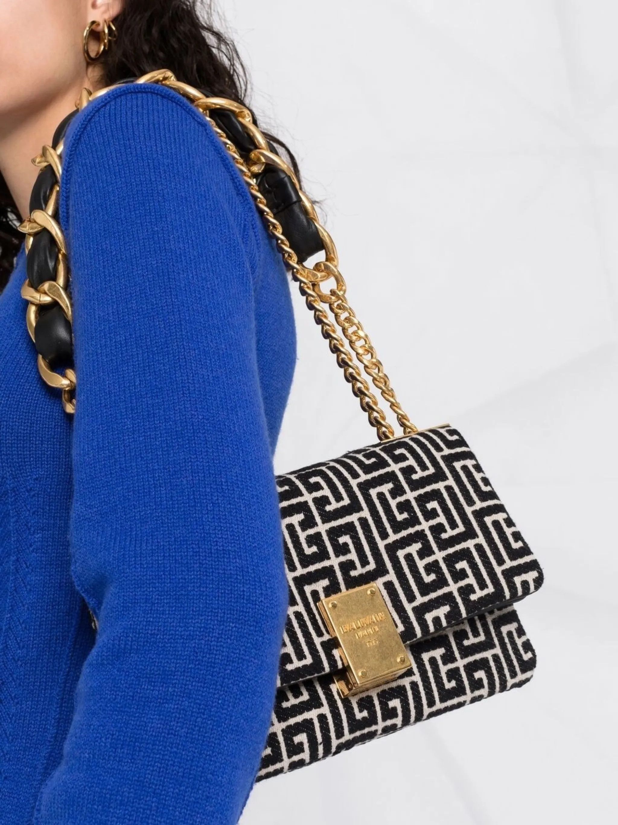 Balmain o1mt1gz0326 Size: OS / 1945 Soft Crossbody Bag Black/White Size ONE SIZE - 3 Thumbnail