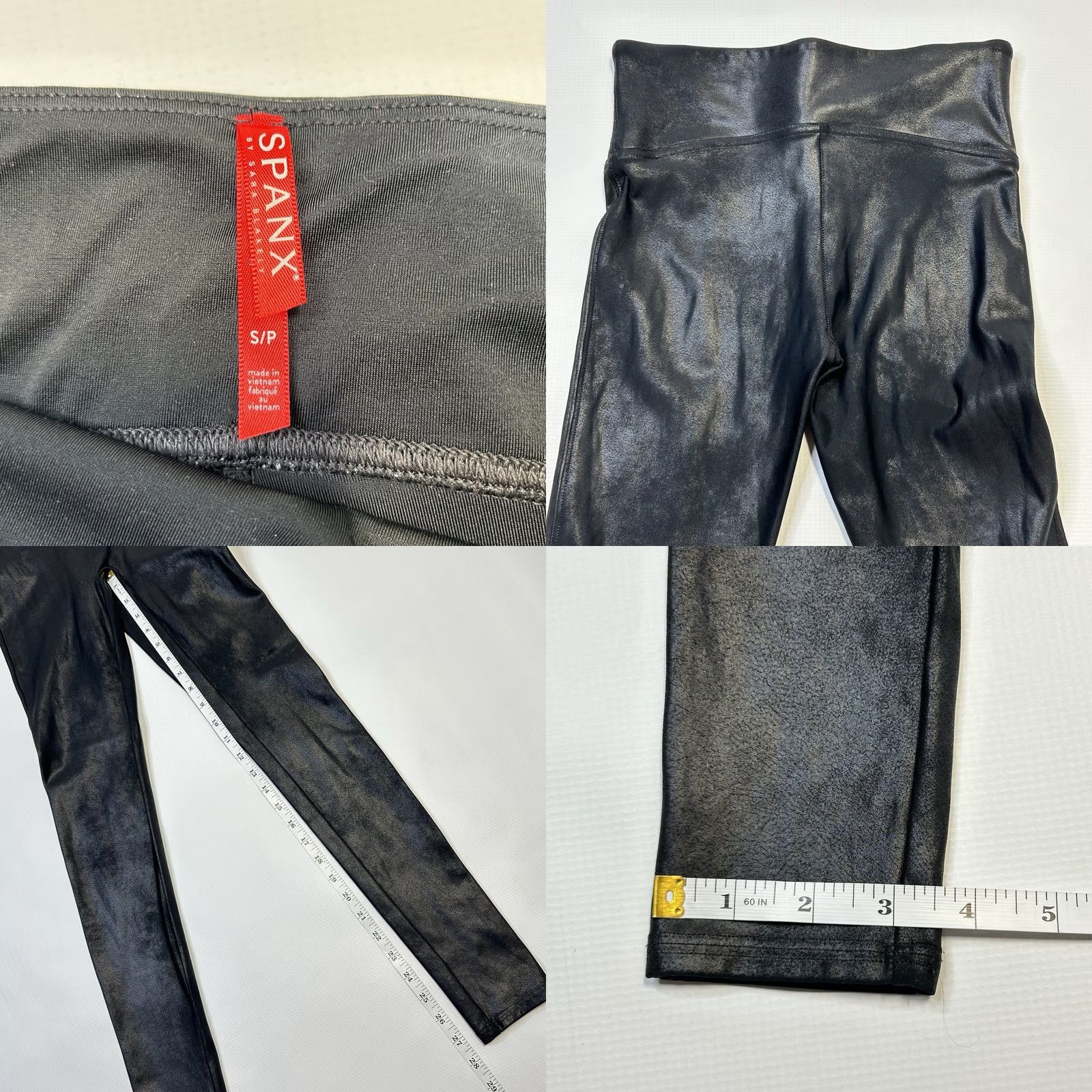 Spanx VINTAGE Spanx Faux Leather Black Power Waistband High Waist Leggings Womens S 2437 Size 28" / US 6 / IT 42 - 8 Thumbnail