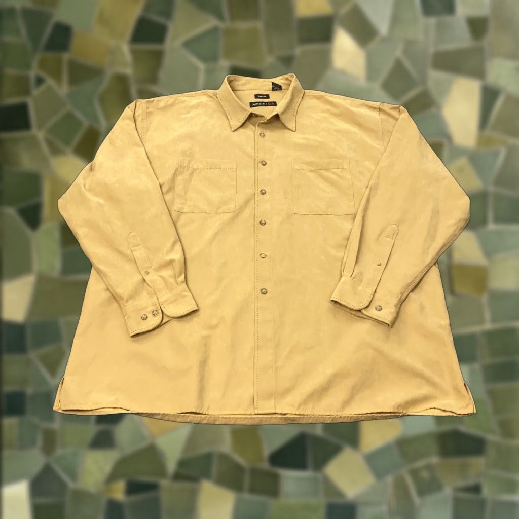 Perry Ellis Perry Ellis America Sueded Shirt Mens Big 2X Brown Polyester Blend Long Sleeve Button-Up Shirt Size US XXL / EU 58 / 5 - 1 Thumbnail