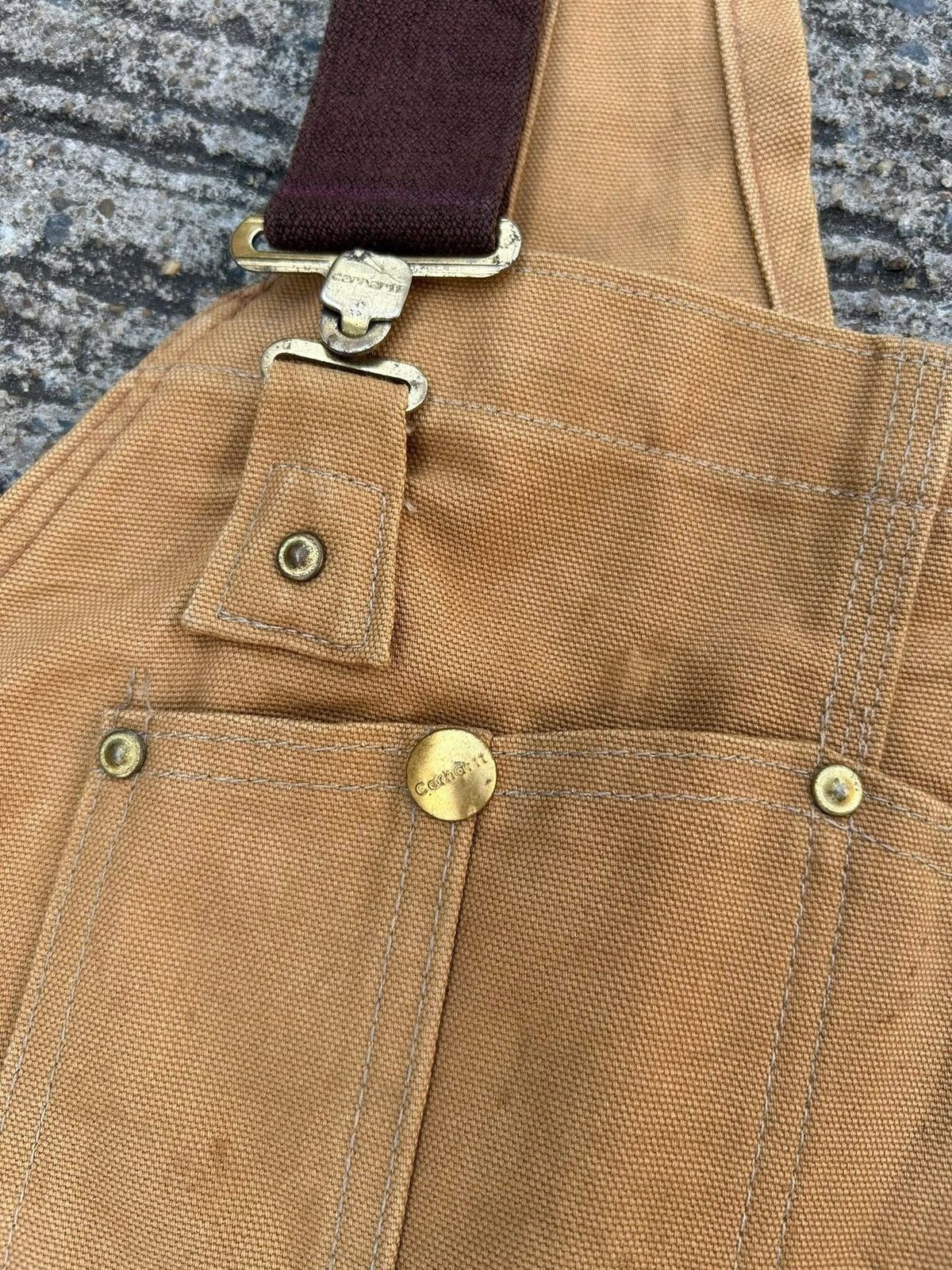 Carhartt Vintage 90s Carhartt Tan Distressed Double Knee Overall48x30 Size US 44 / EU 60 - 5 Thumbnail
