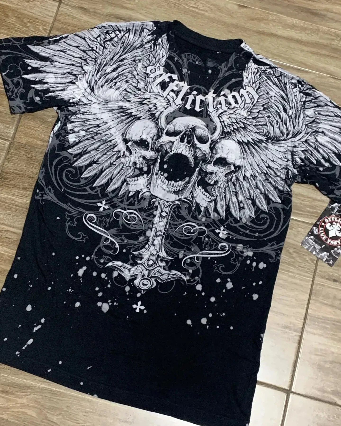Vintage Gothic Skull Cross TShirt Size US XL / EU 56 / 4 - 3 Thumbnail