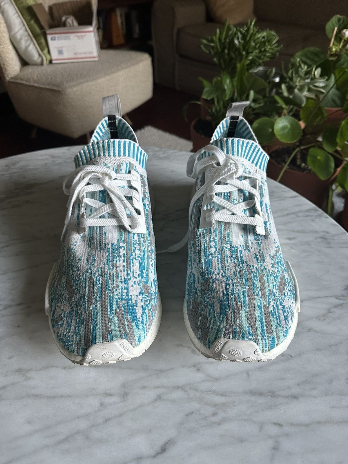 Adidas × Sneakersnstuff Adidas x SNS NMD R1 Datamosh Clear Aqua Size US 12.5 / EU 45-46 - 4 Thumbnail