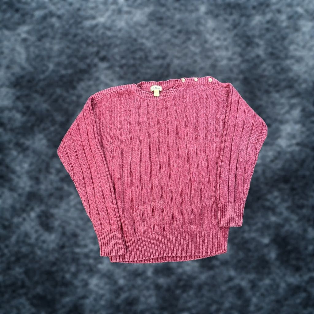 Vintage VINTAGE L.L. Bean Sweater Womens Large Pink Silk Lambswool Shoulder Button Crew Neck Pullover Long Sleeve Knit Knit Button Size L / US 10 / IT 46 - 1 Thumbnail